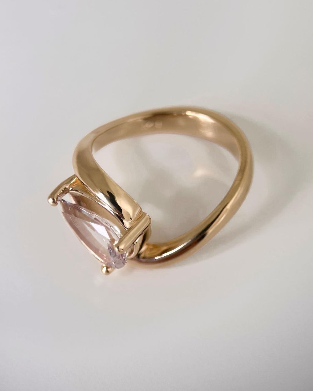 Gold Plated Silver White Zircon Marquise Ring