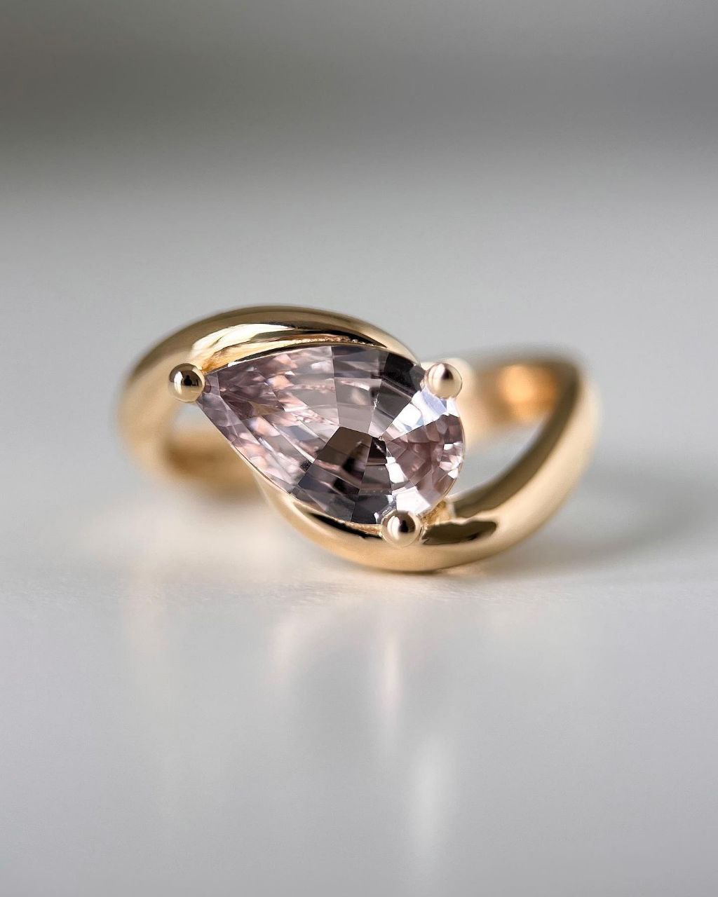 Gold Plated Silver White Zircon Marquise Ring