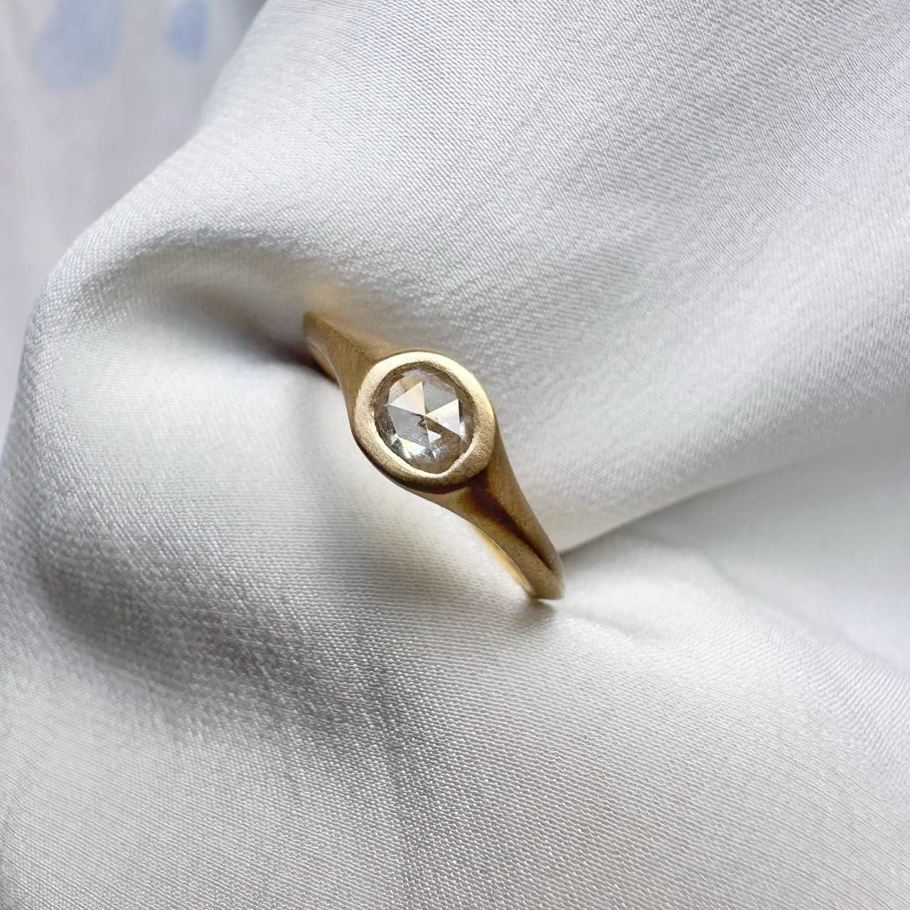 Gold Plated Silver White Zircon Oval Ring