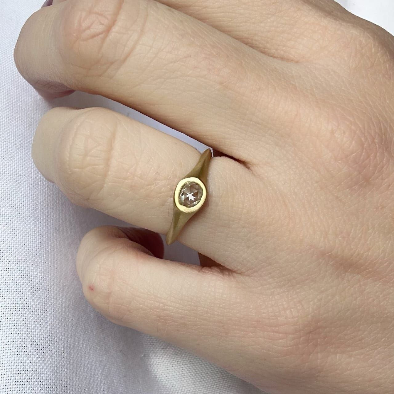 Gold Plated Silver White Zircon Oval Ring