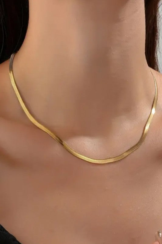 Stainless Steel Herringbone Chain Necklace