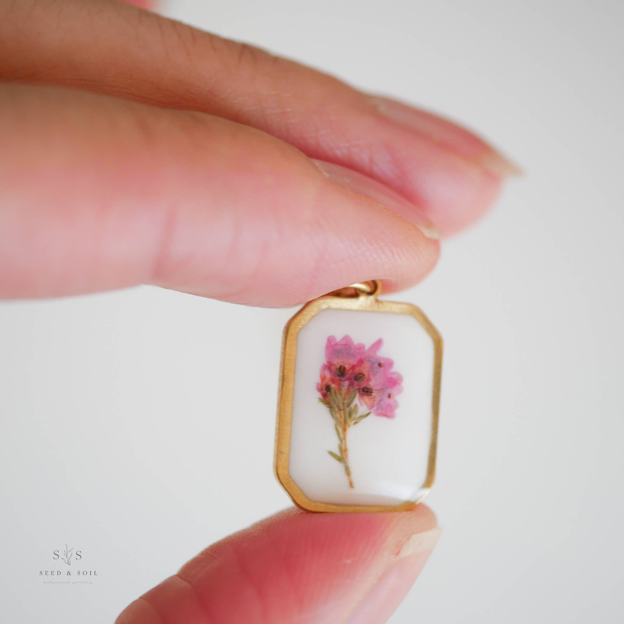 Framed Pink Flower Necklace