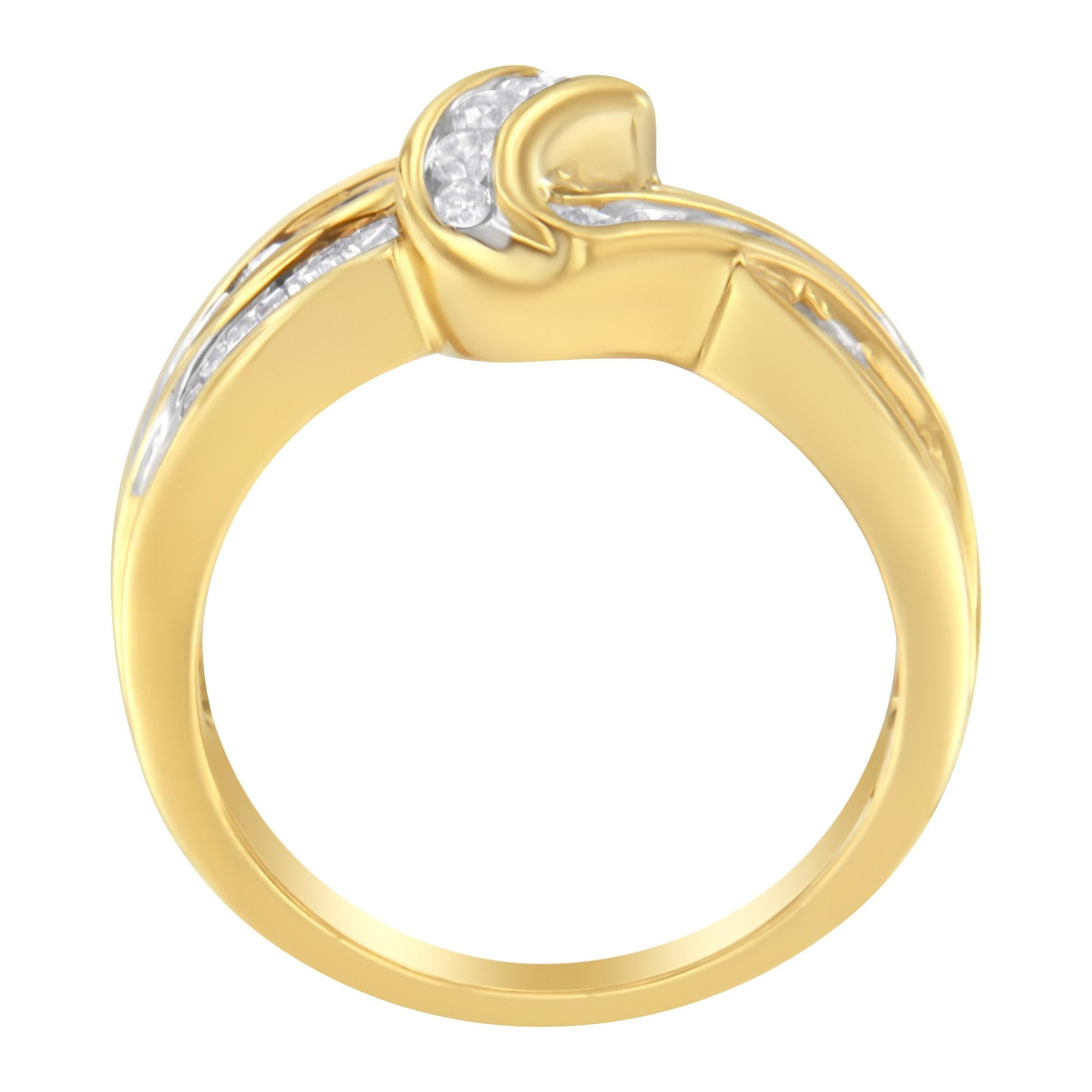 10K Yellow Gold 3/4 Cttw Channel Set Round and Baguette-cut Diamond