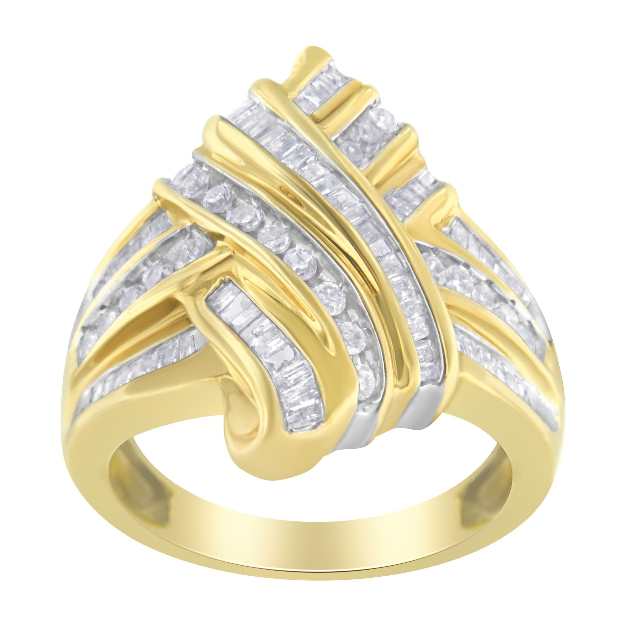 10K Yellow Gold Diamond Bypass Ring (1.0 cttw, H-I Color, I2-I3