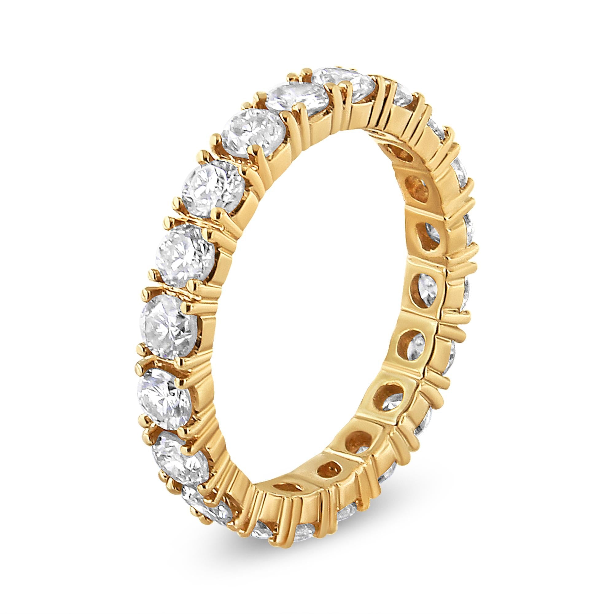 14K Yellow Gold 2.00 Cttw Shared Prong Set Round Cut Diamond Eternity