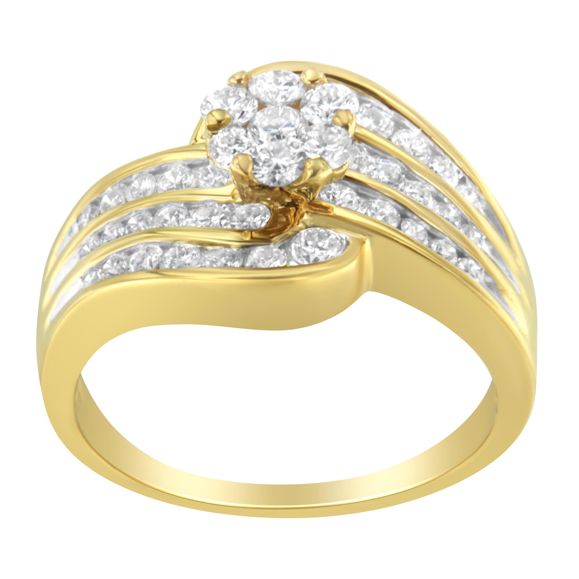 14K Yellow Gold Diamond Cocktail Bypass Ring (1 1/2 Cttw, H-I Color,