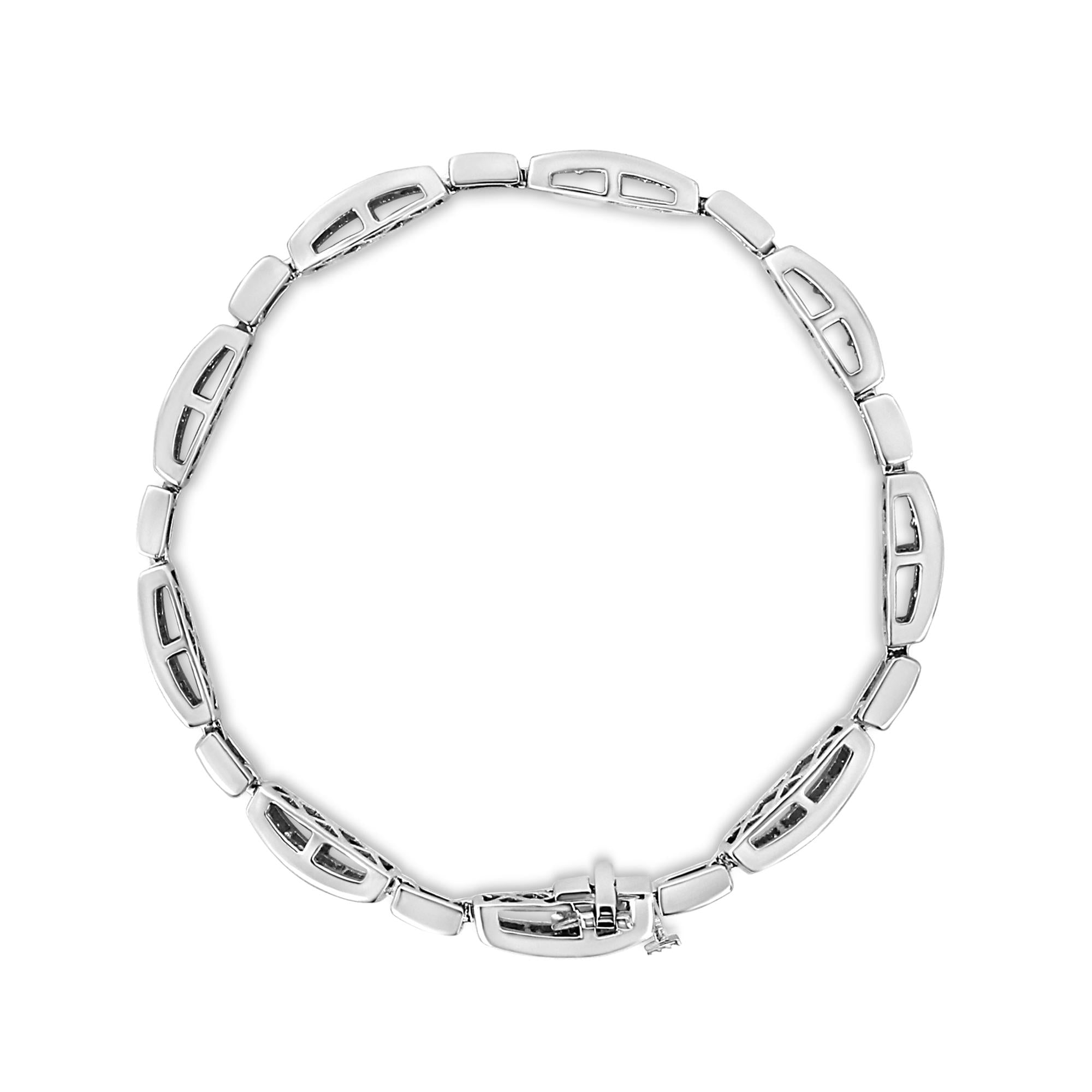 14K White Gold 2.00 Cttw Invisble-Set Princess Diamond Link Bracelet