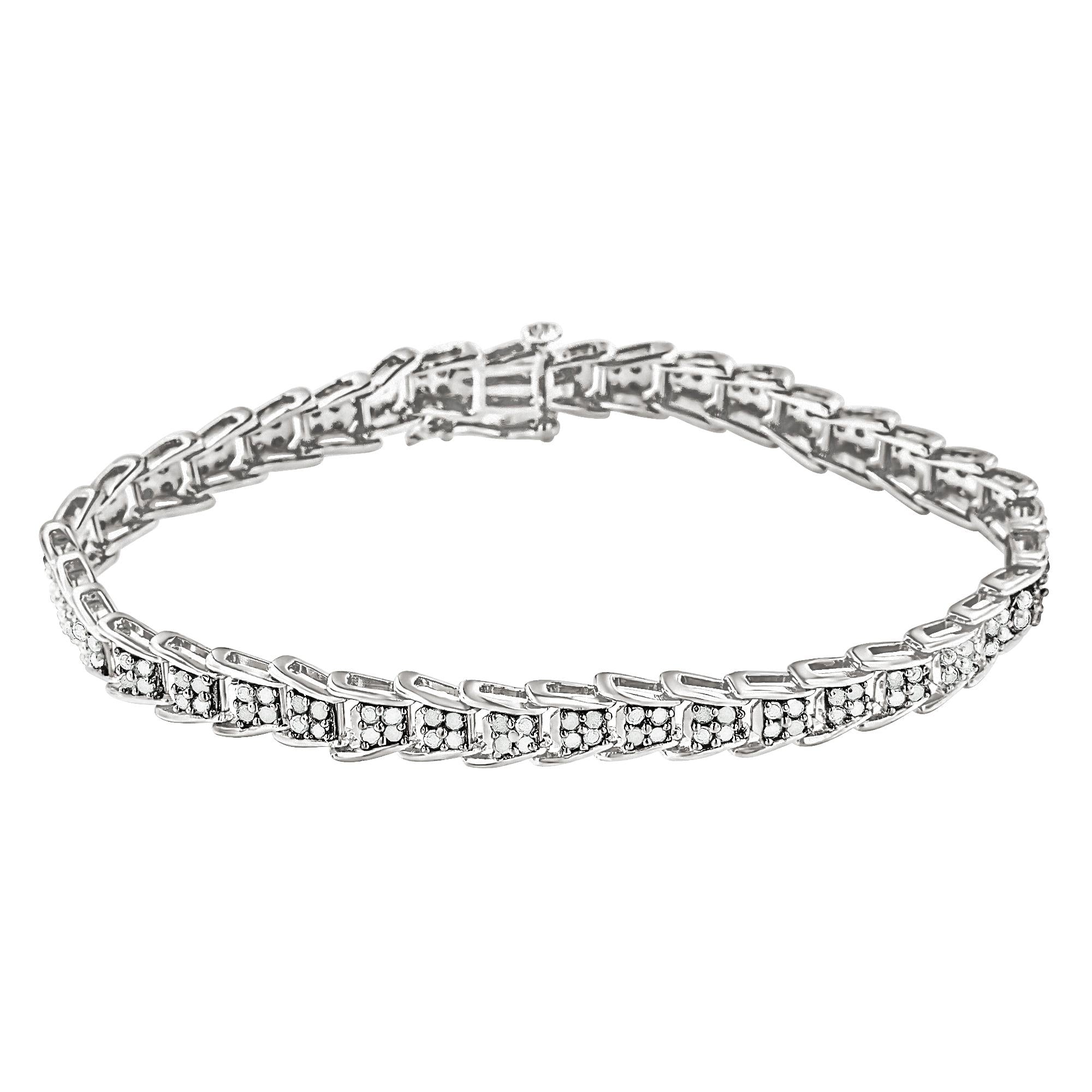 10k White Gold 2 cttw Diamond Fan-Shaped Link Tennis Bracelet (I-J