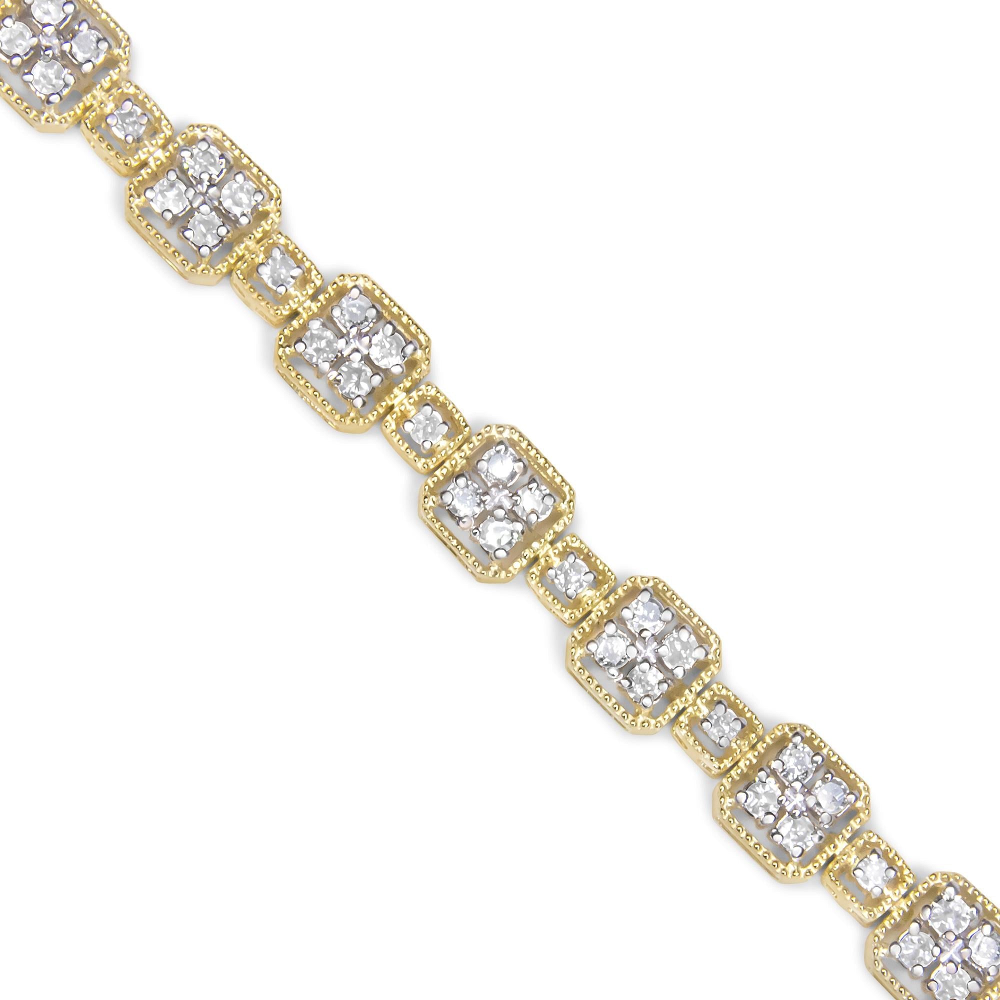 10K Yellow Gold 2.0 Cttw Diamond Square Link Bracelet (J-K Color,