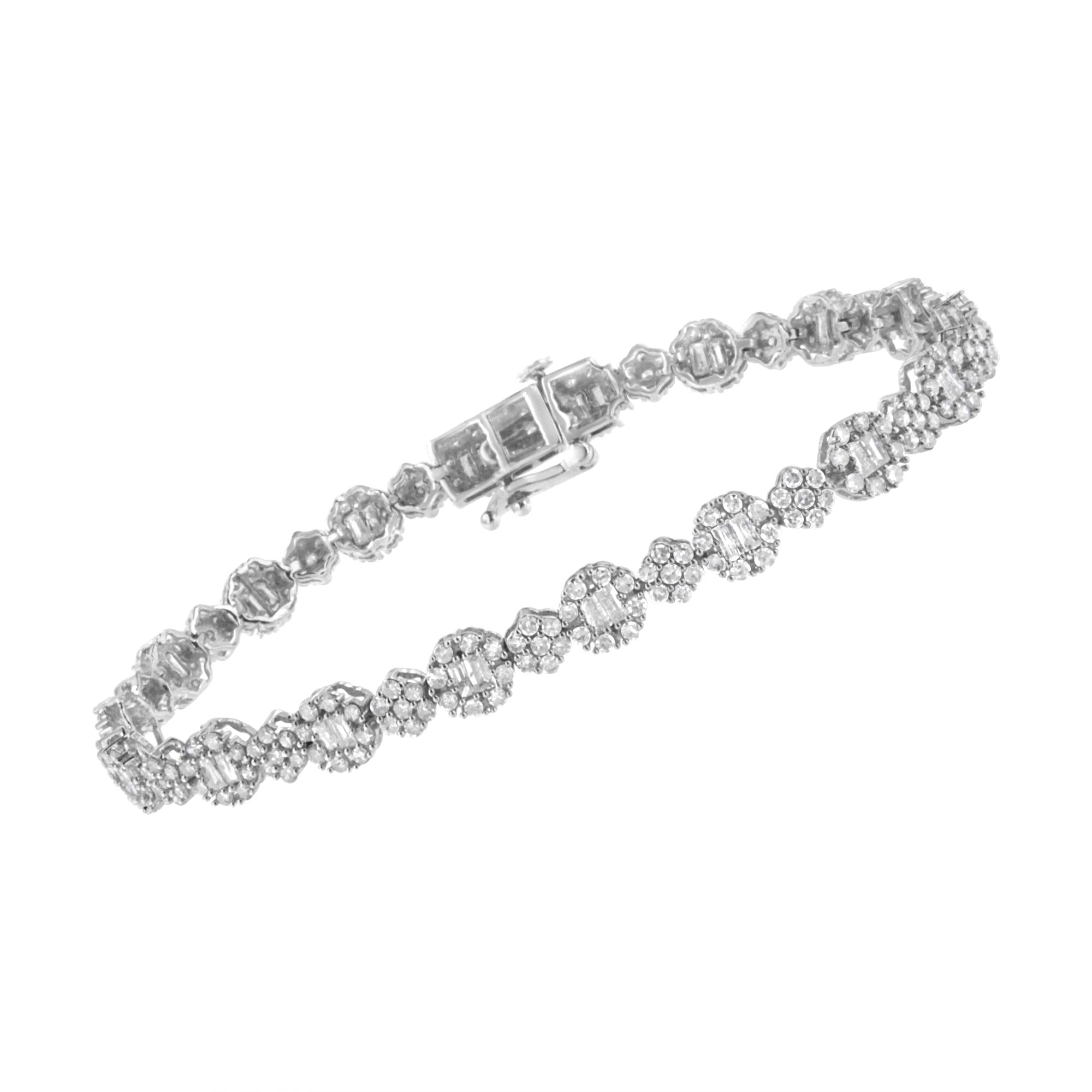 10K White Gold 4.0 cttw Brilliant Round-cut and Baguette Diamond