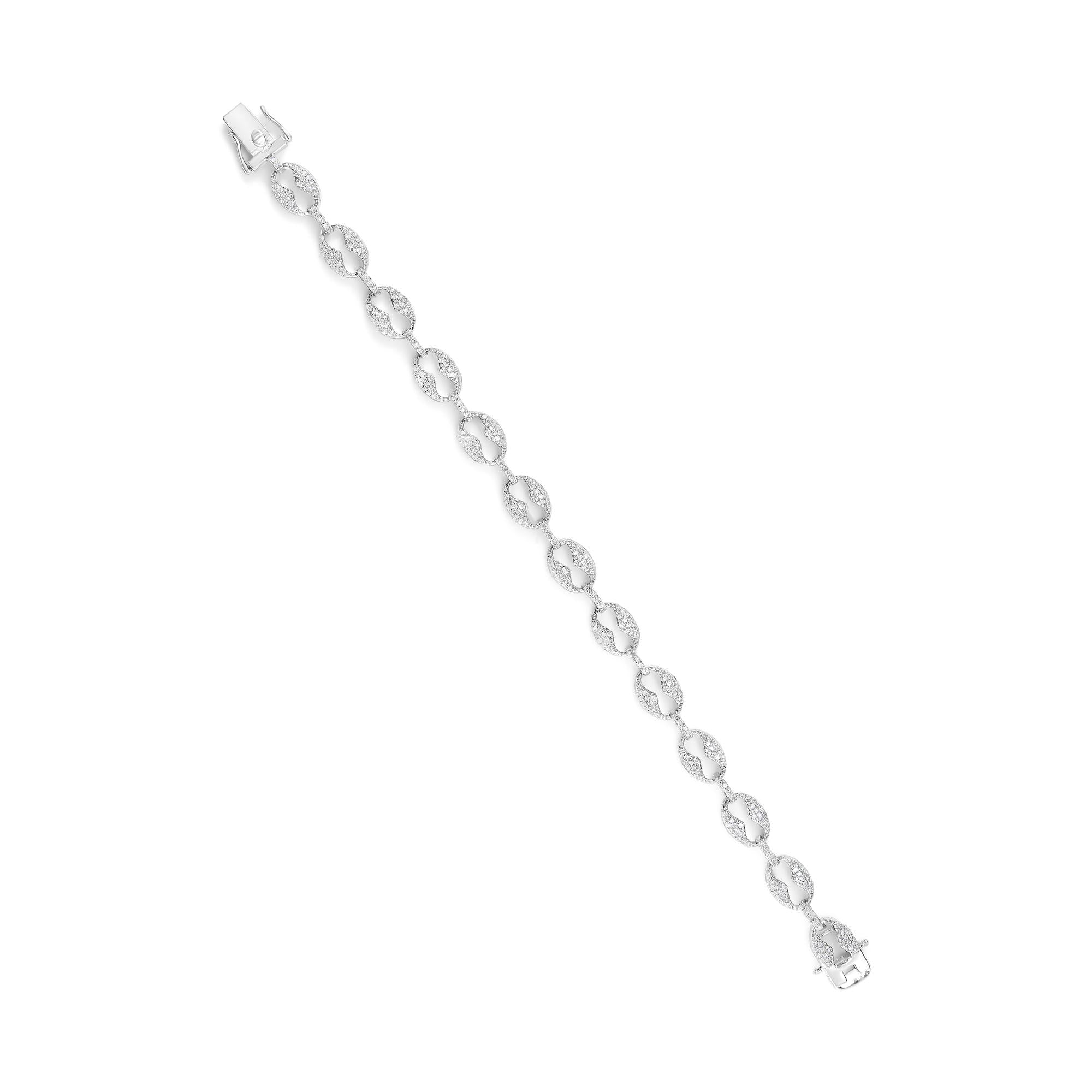 14K White Gold 1 1/2 Cttw Round Diamond Set Link Bracelet (I-J Color,