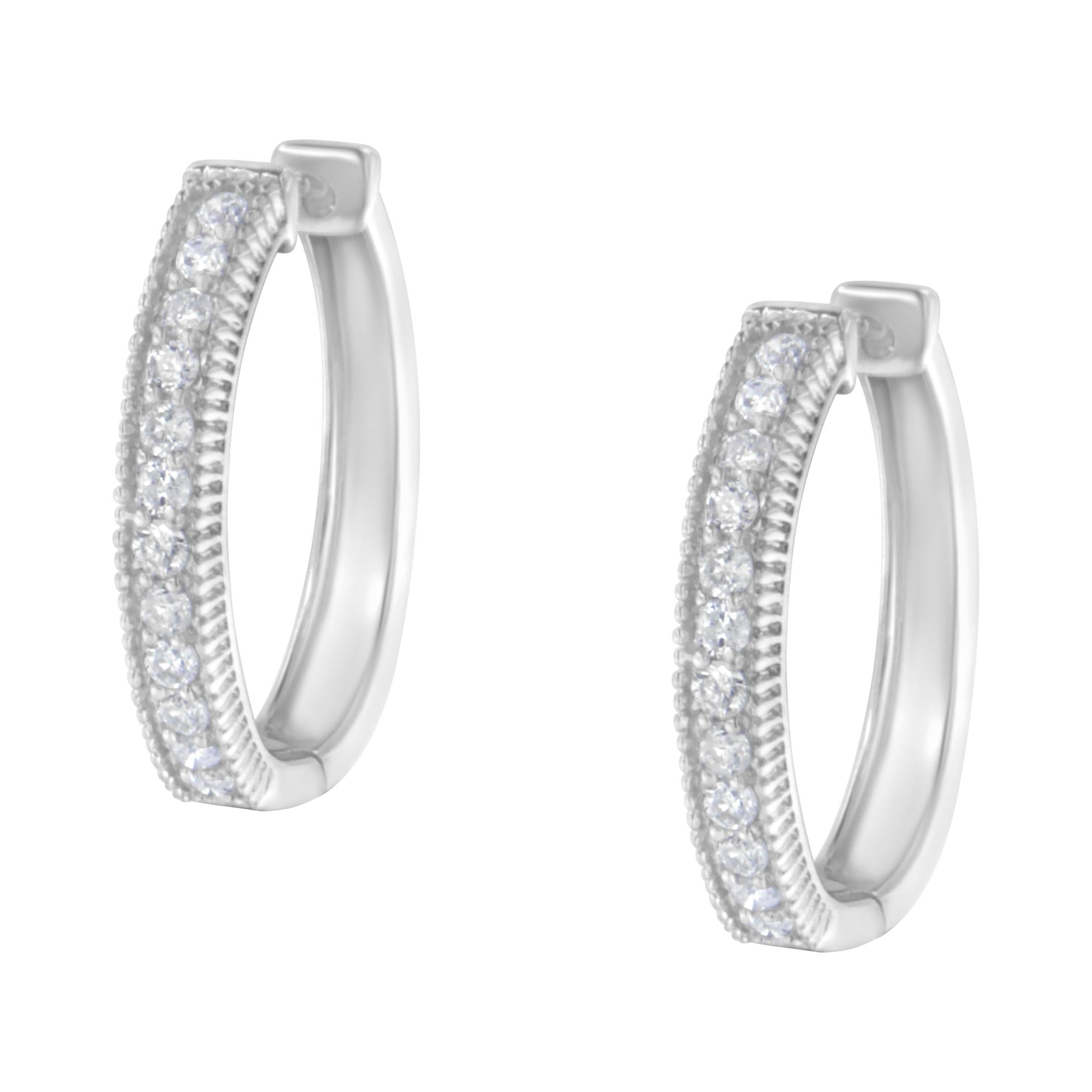10KT White Gold Diamond Hoop Earring (1.00 cttw, H-I Color, I1-I2