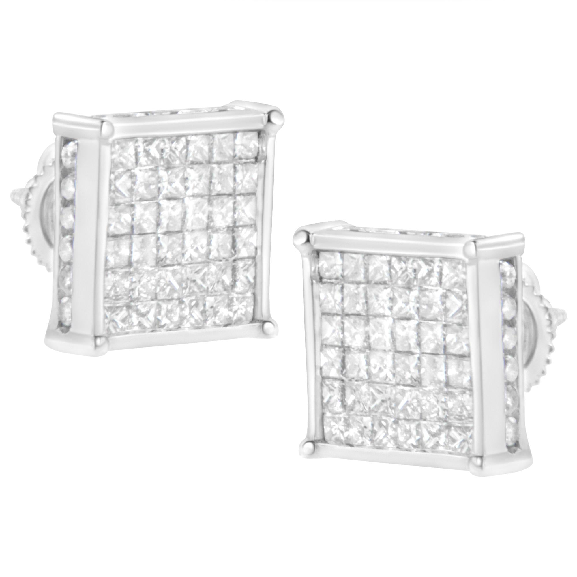 10K White Gold 2ct TDW Princess-Cut Composite Diamond Stud Earring
