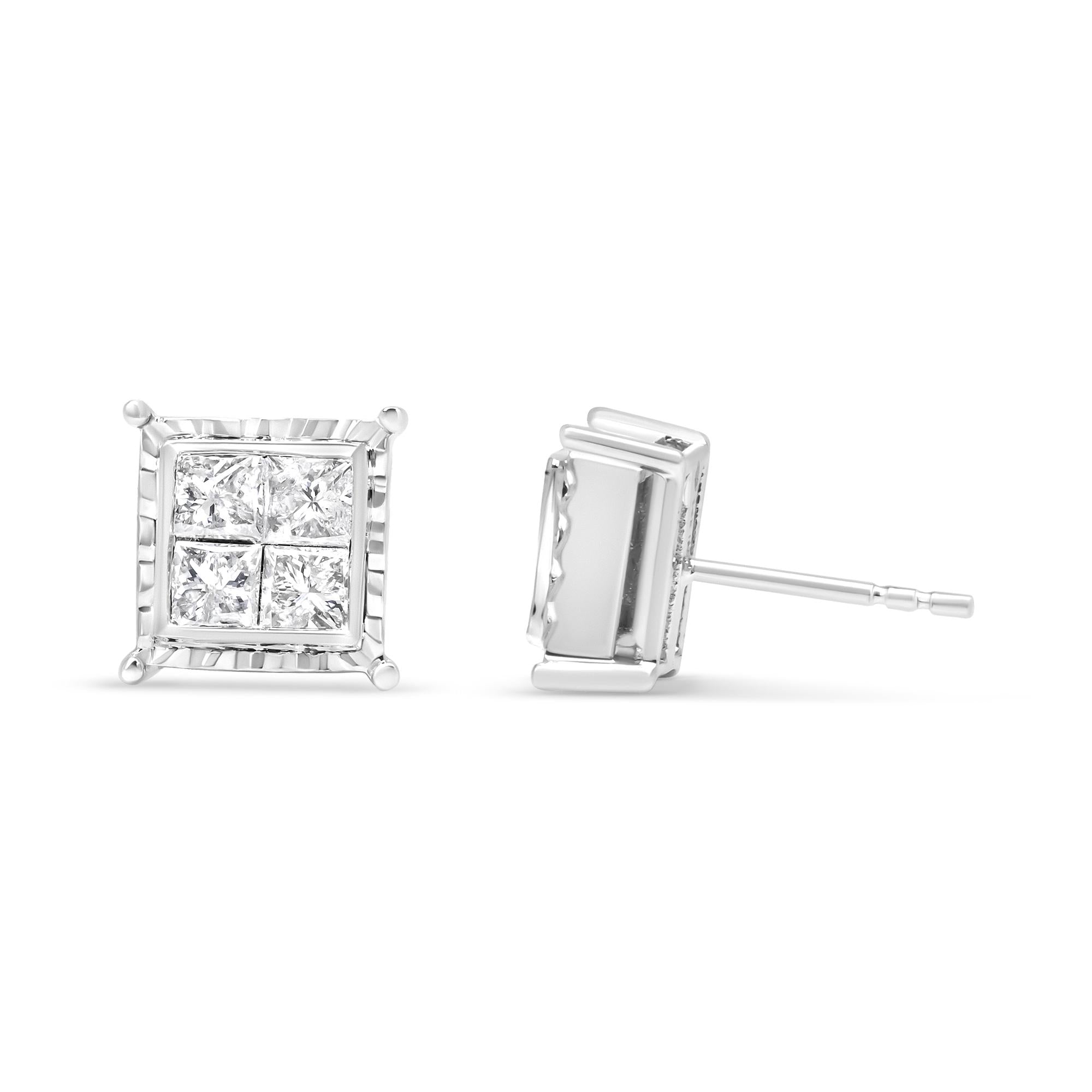 14K White Gold 1 1/2 Cttw Invisible Set Princess-Cut Diamond