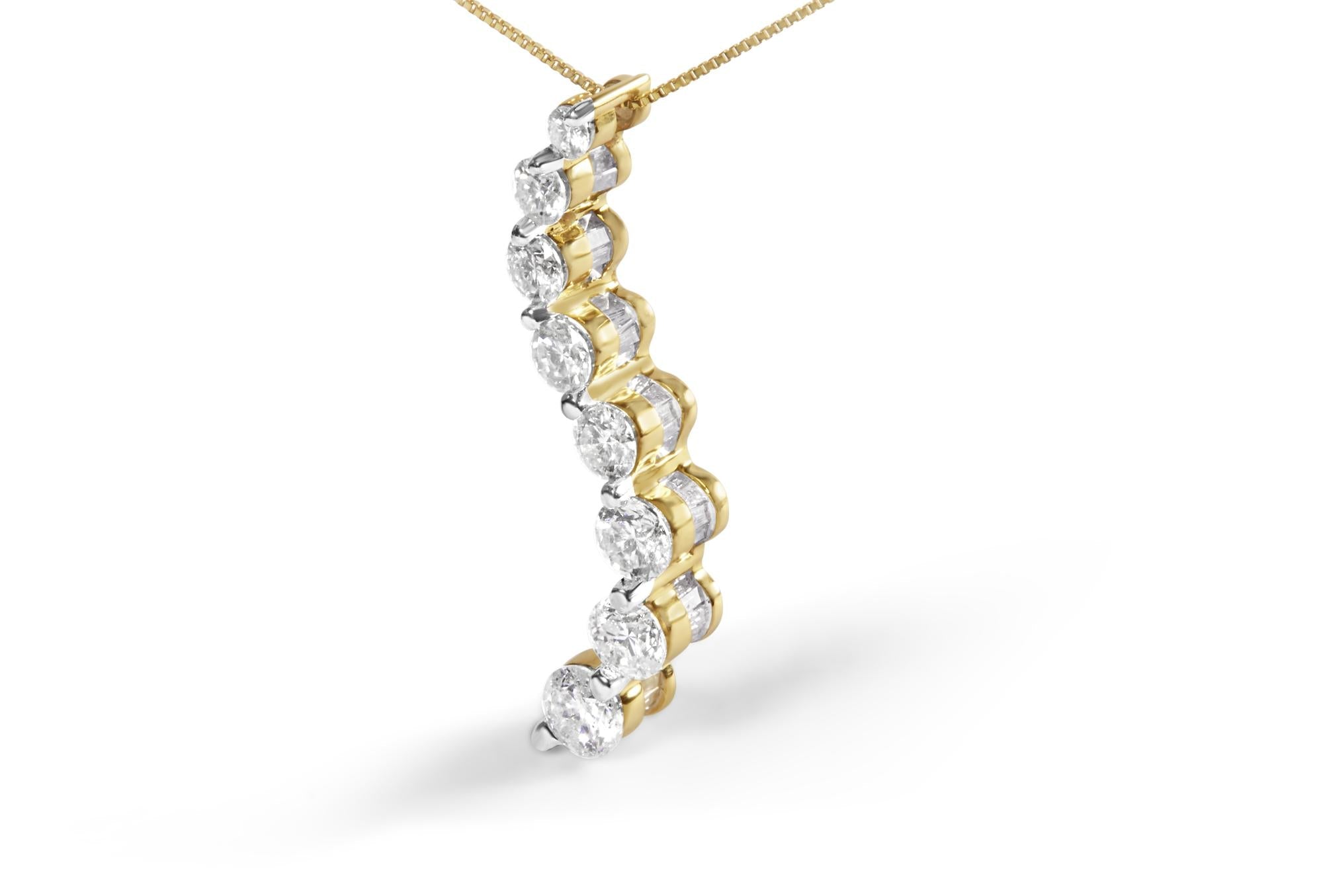 14k Yellow Gold 3.0 cttw Baguette and Brilliant Round-Cut Diamond