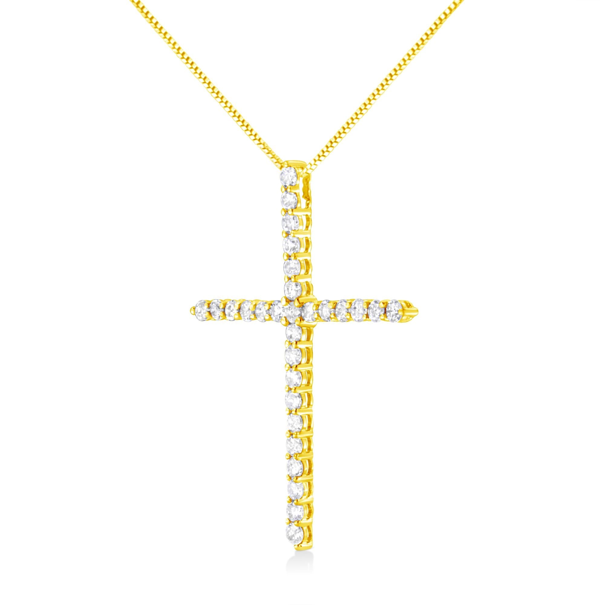 10K Yellow Gold 3.00 cttw Round-Cut Diamond Cross 18