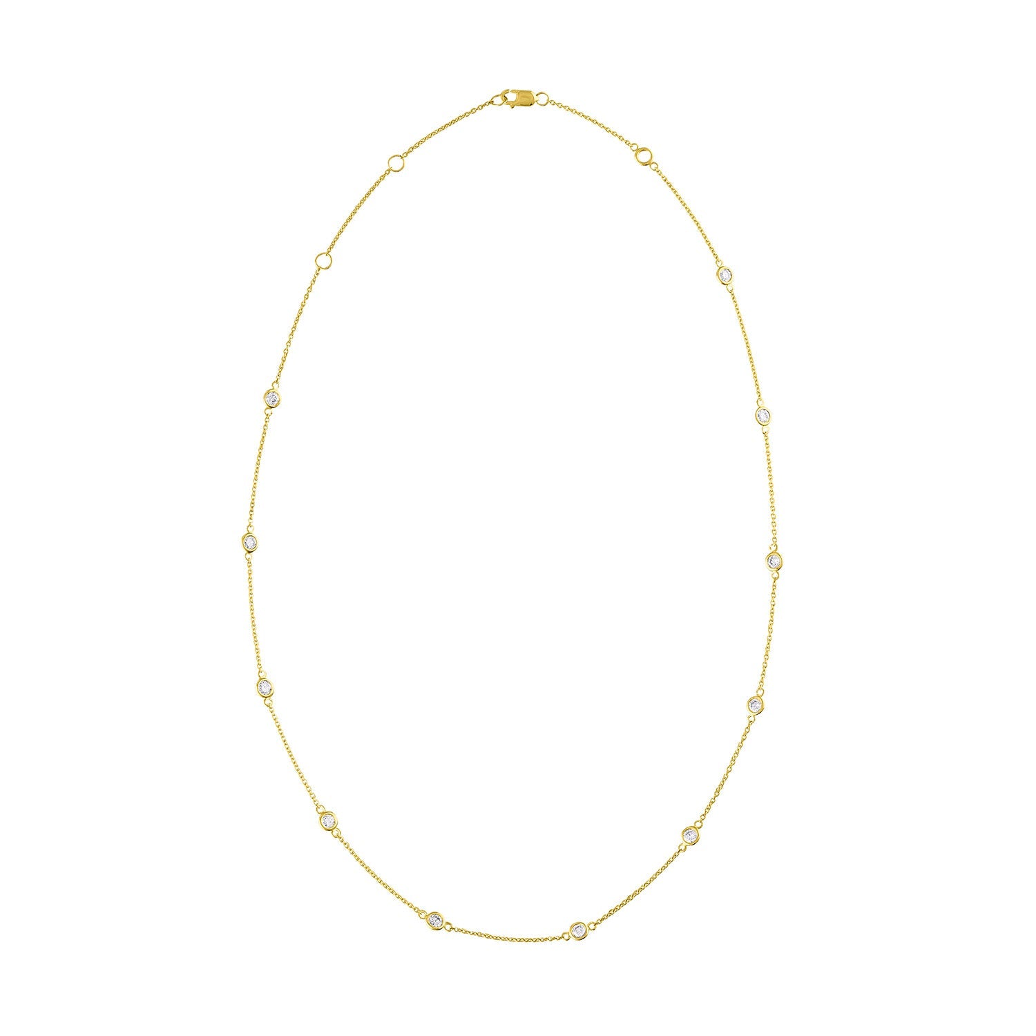 14K Gold Diamond Station Necklace (1 1/10 cttw, H-I Color, VS2-SI1