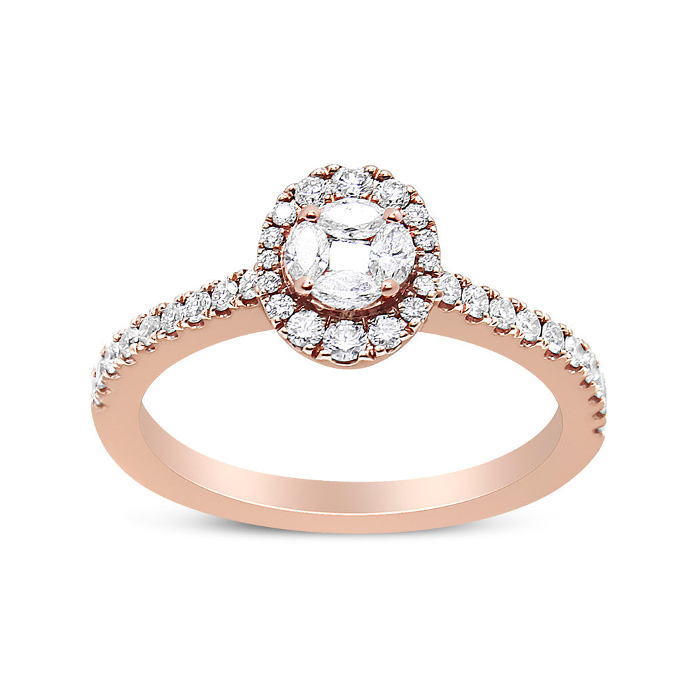 18K Rose Gold 1/2 Cttw Composite Marquise Composite Diamond Oval