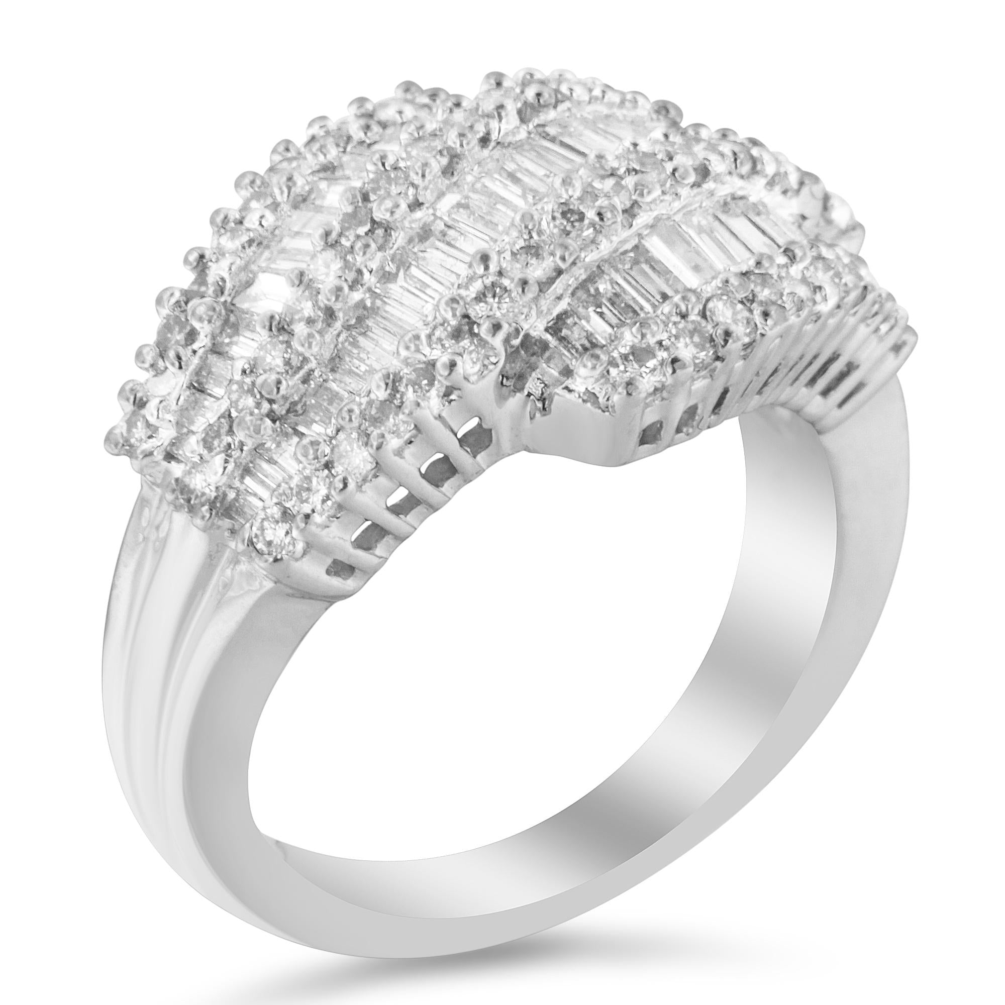 14K White Gold Diamond Cocktail Ring Band (1 3/4 Cttw, H-I Color,