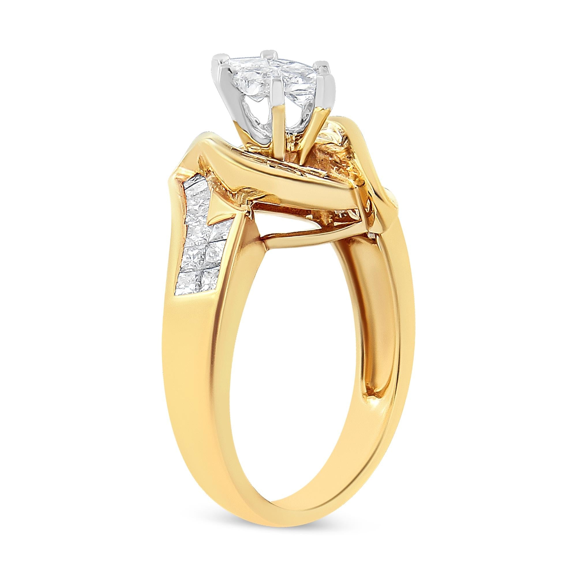 14K Yellow Gold Princess, Baguette, and Pie cut Diamond Marquise