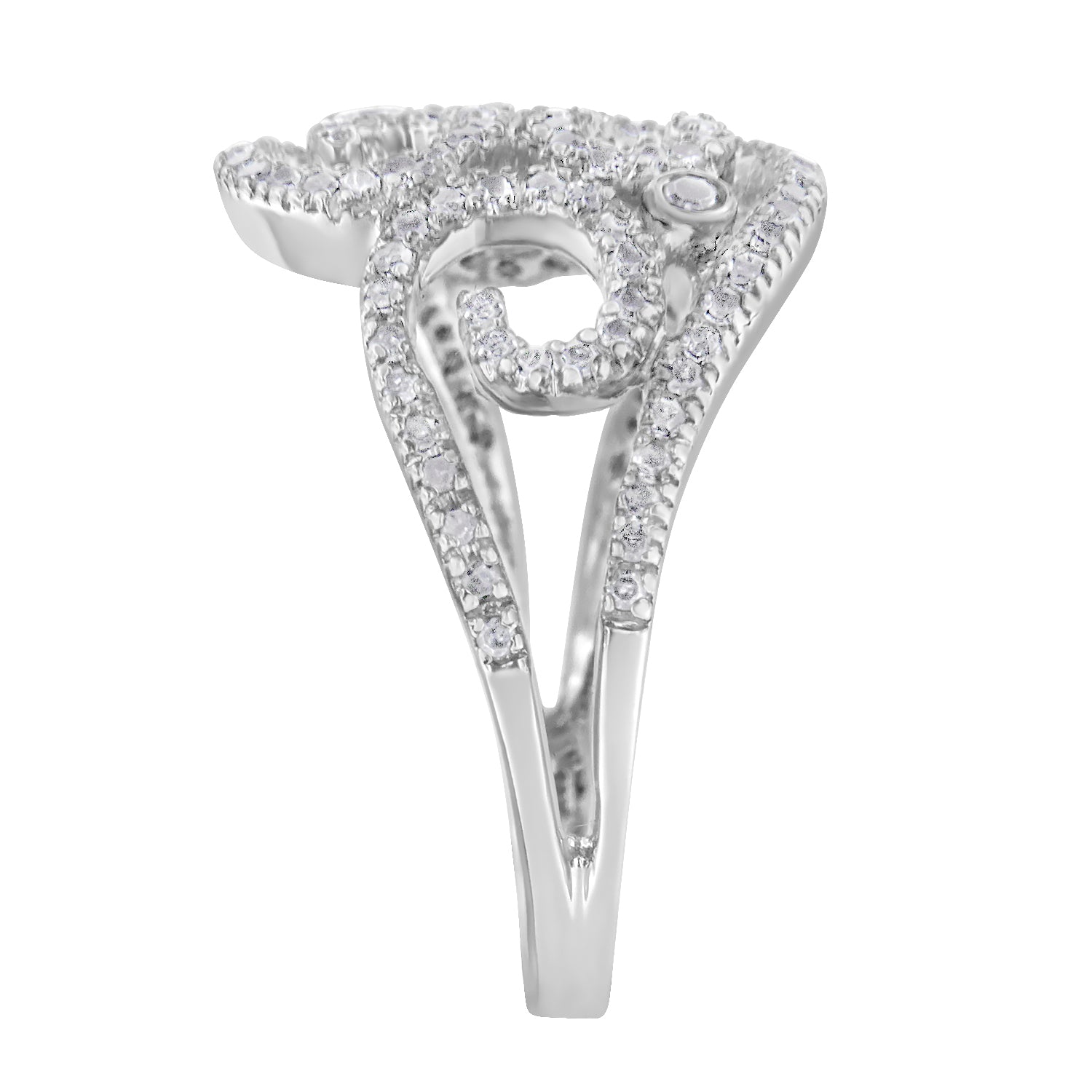 14K White Gold Round Cut Diamond Cluster Ring (1/2 cttw, SI1-SI2