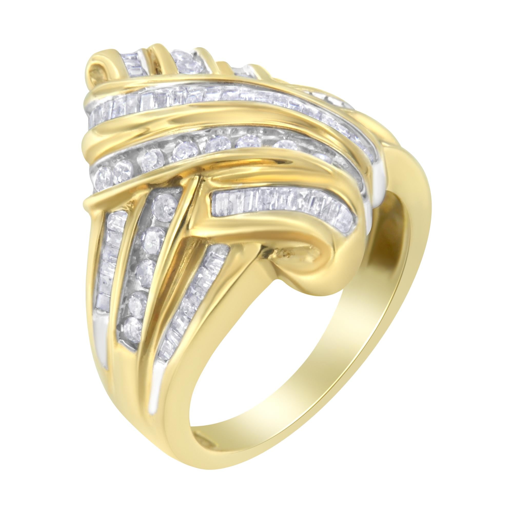 10K Yellow Gold Diamond Bypass Ring (1.0 cttw, H-I Color, I2-I3