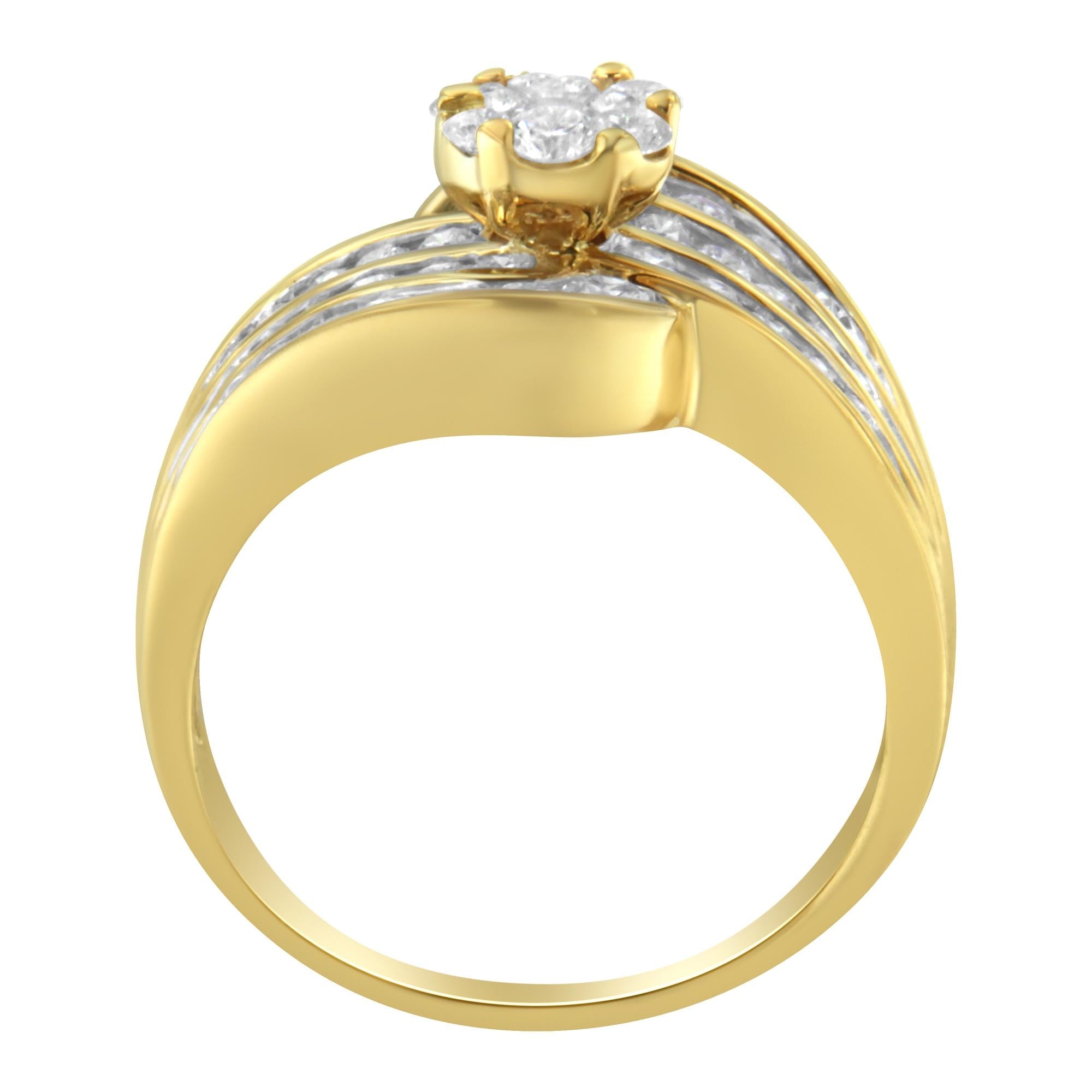 14K Yellow Gold Diamond Cocktail Bypass Ring (1 1/2 Cttw, H-I Color,