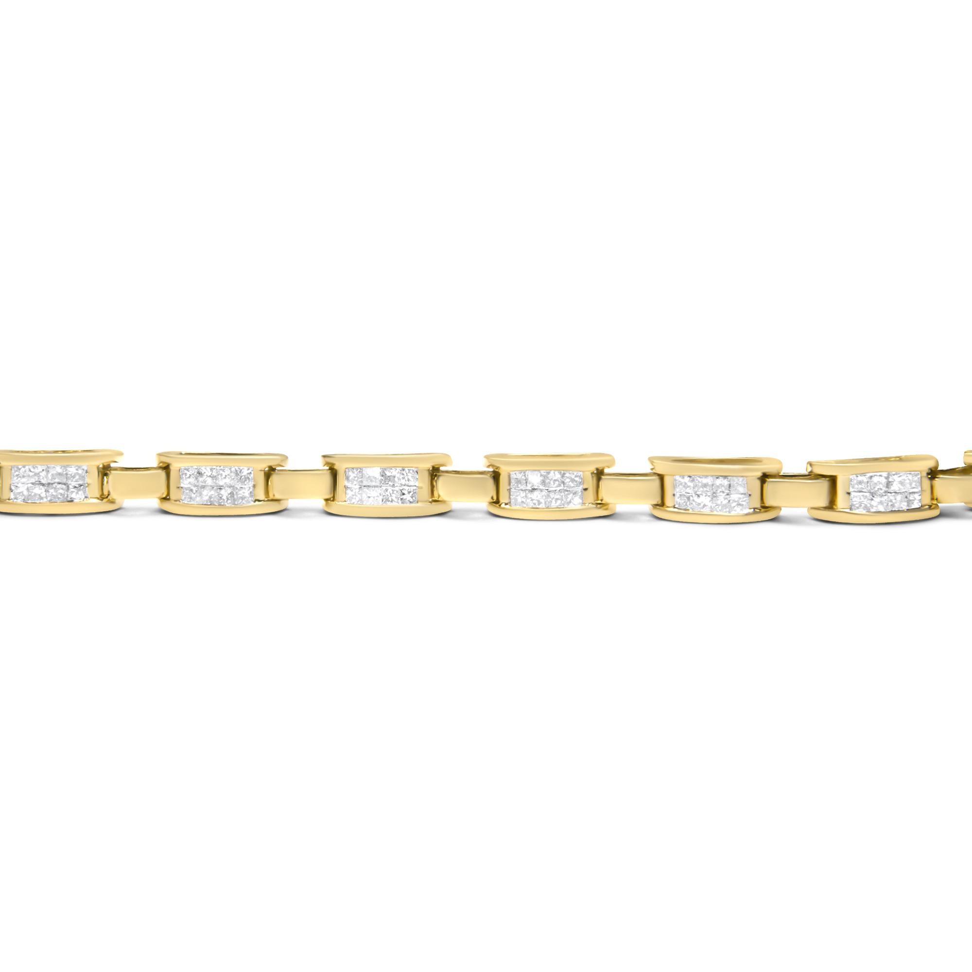 10K Yellow Gold 2.0 Cttw Invisible-Set Princess Cut Diamond