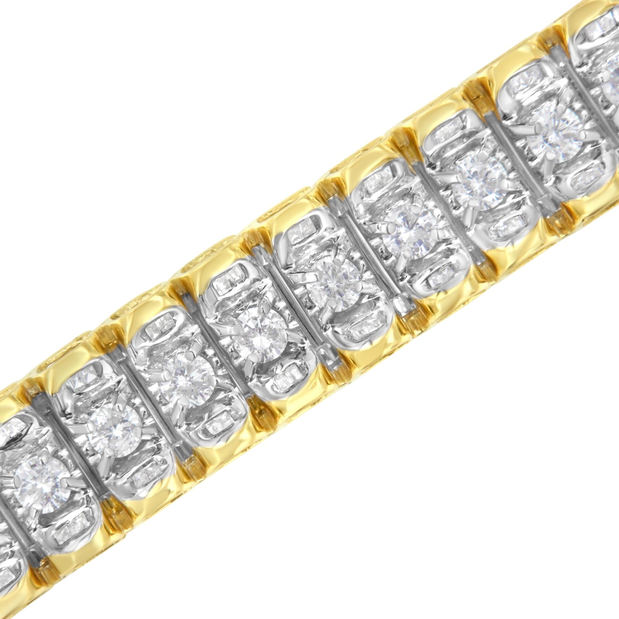 14K Yellow and White Gold 5.0 Cttw Round & Baguette Cut Diamond 7