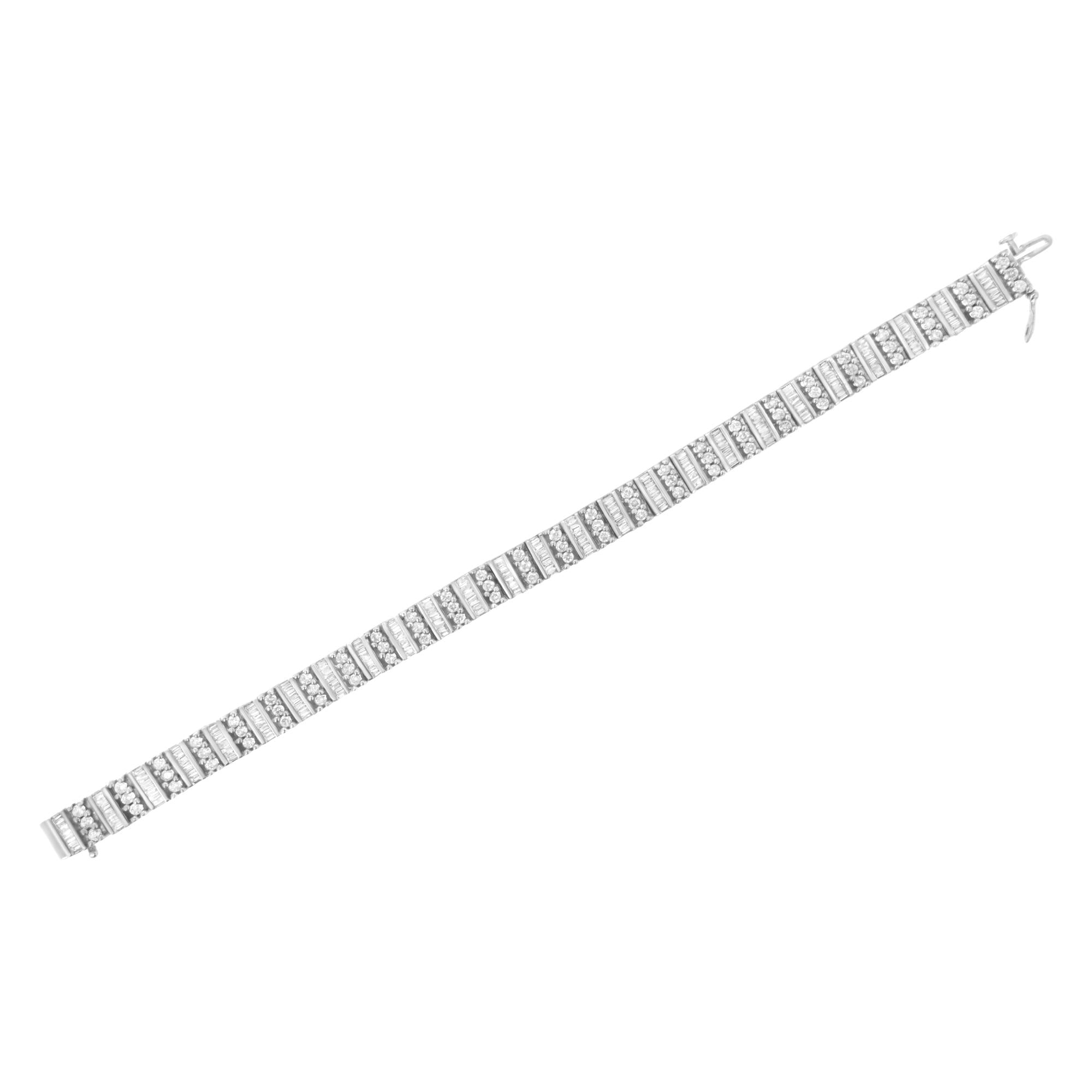 14K White Gold 4 7/8 cttw Baguette & Round Brilliant-Cut Diamond