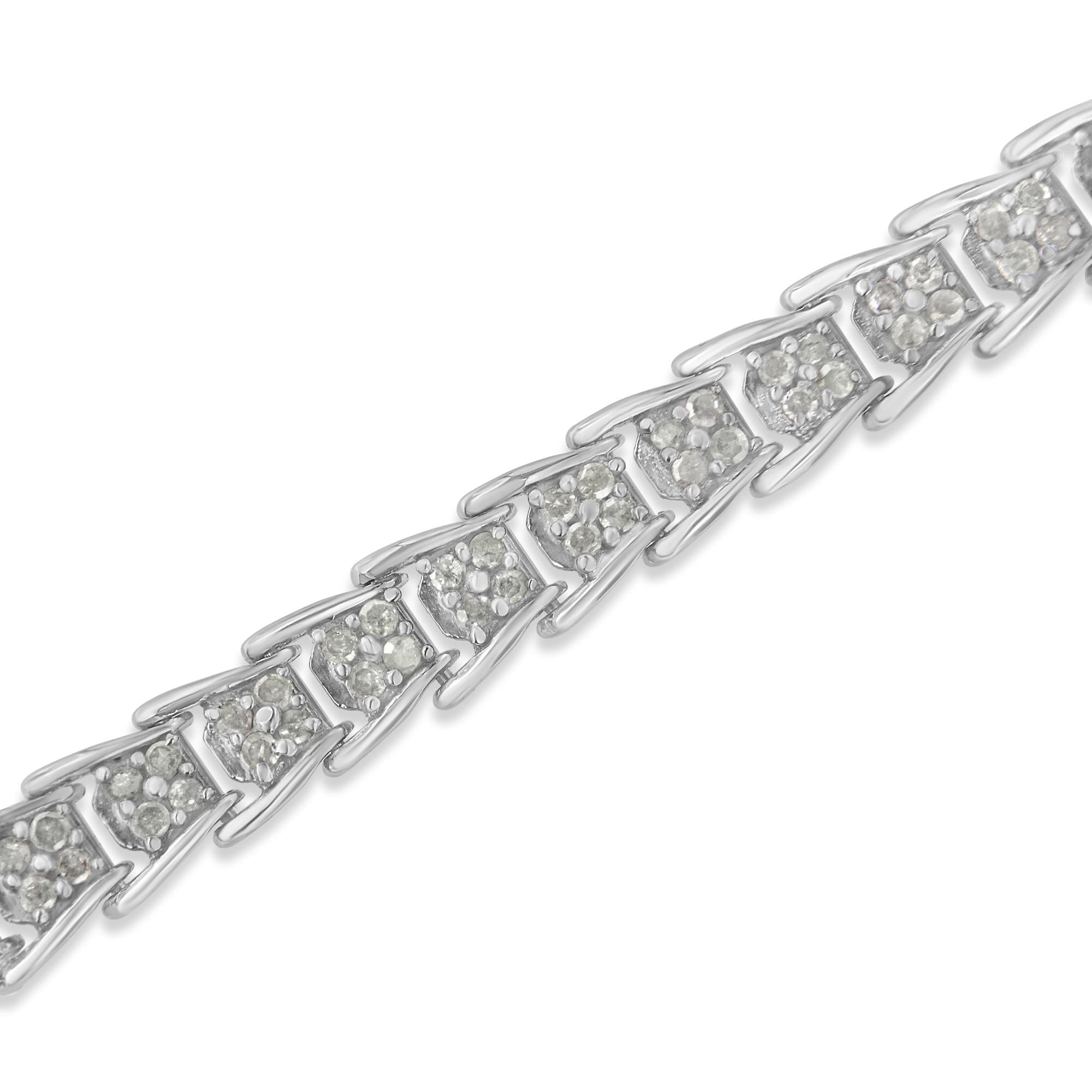 10k White Gold 2 cttw Diamond Fan-Shaped Link Tennis Bracelet (I-J