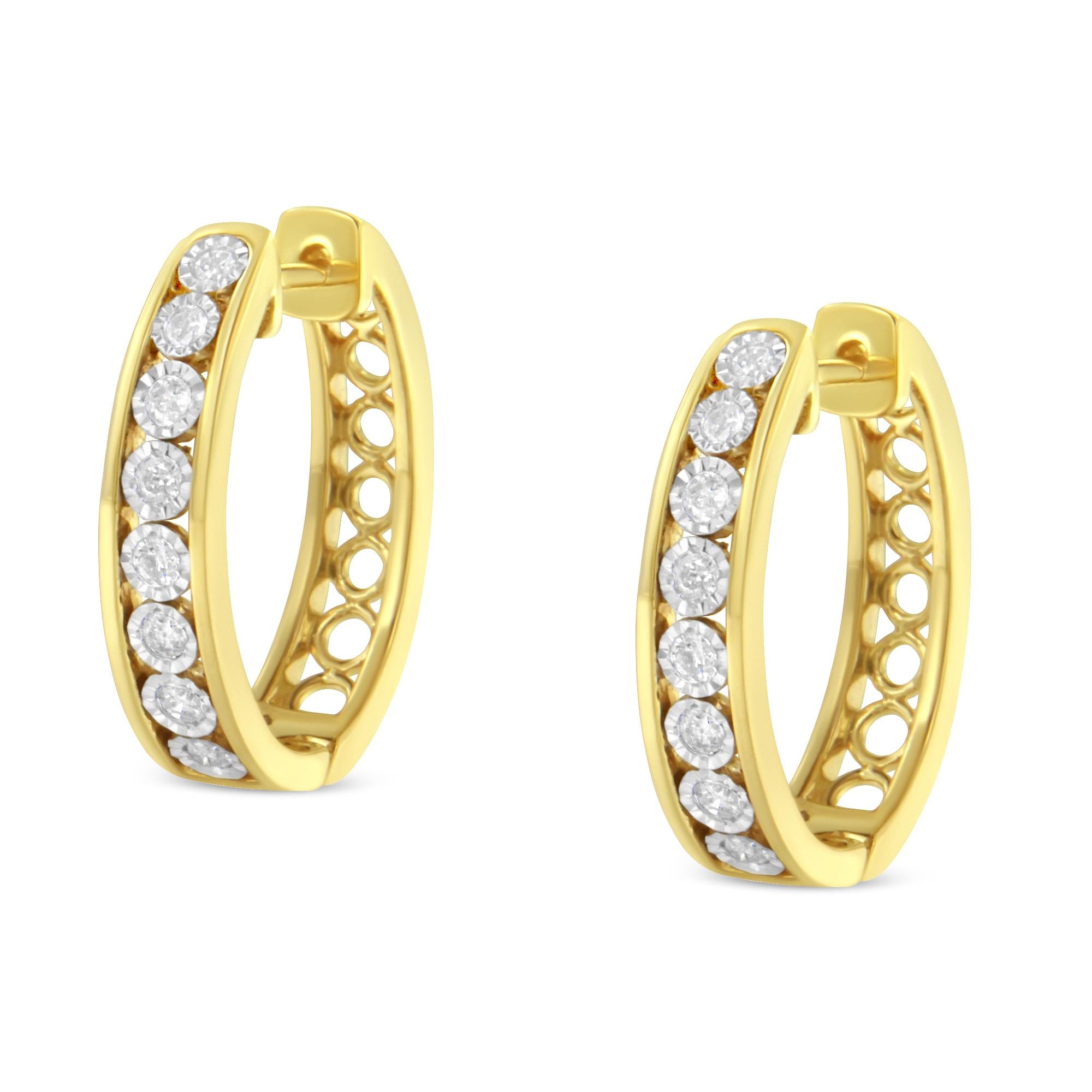 10KT Yellow and White Gold Diamond Hoop Earring (1/2 cttw, J-K Color,