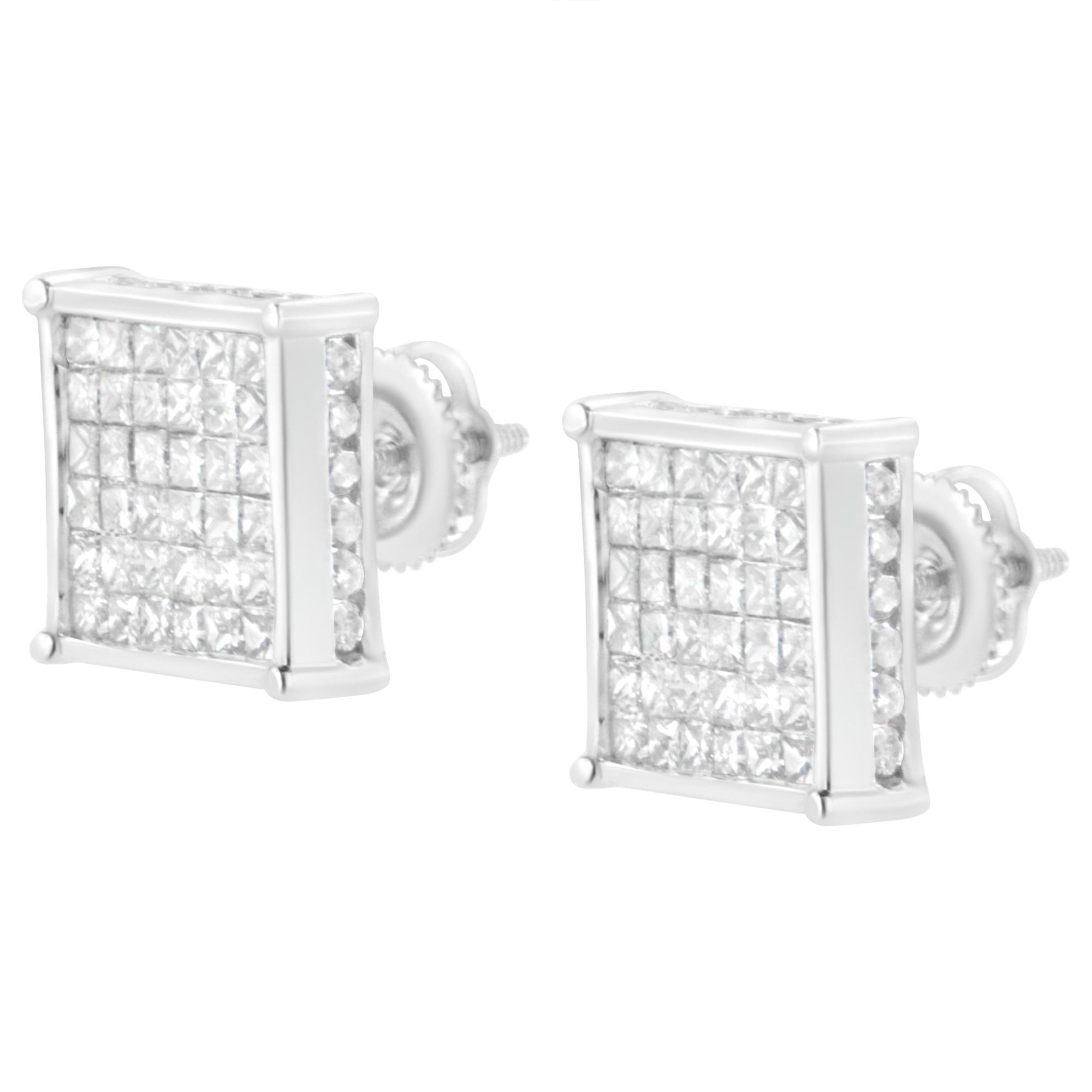 10K White Gold 2ct TDW Princess-Cut Composite Diamond Stud Earring