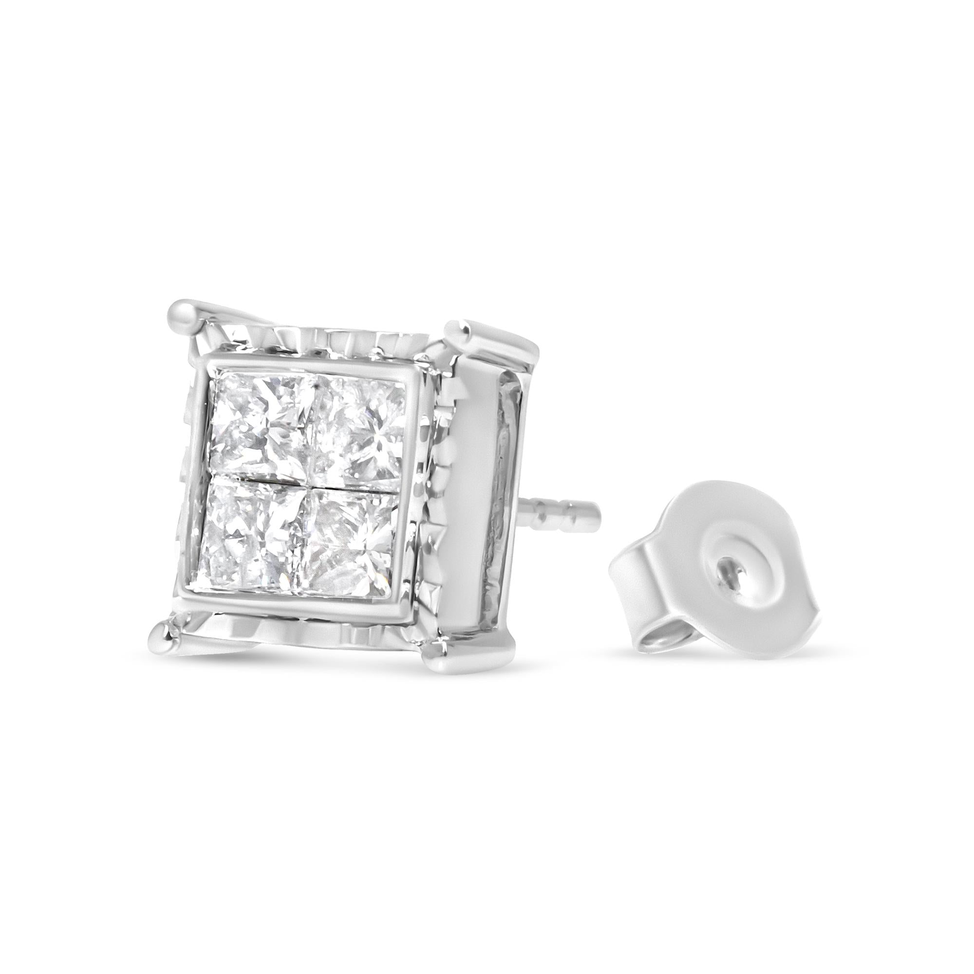 14K White Gold 1 1/2 Cttw Invisible Set Princess-Cut Diamond