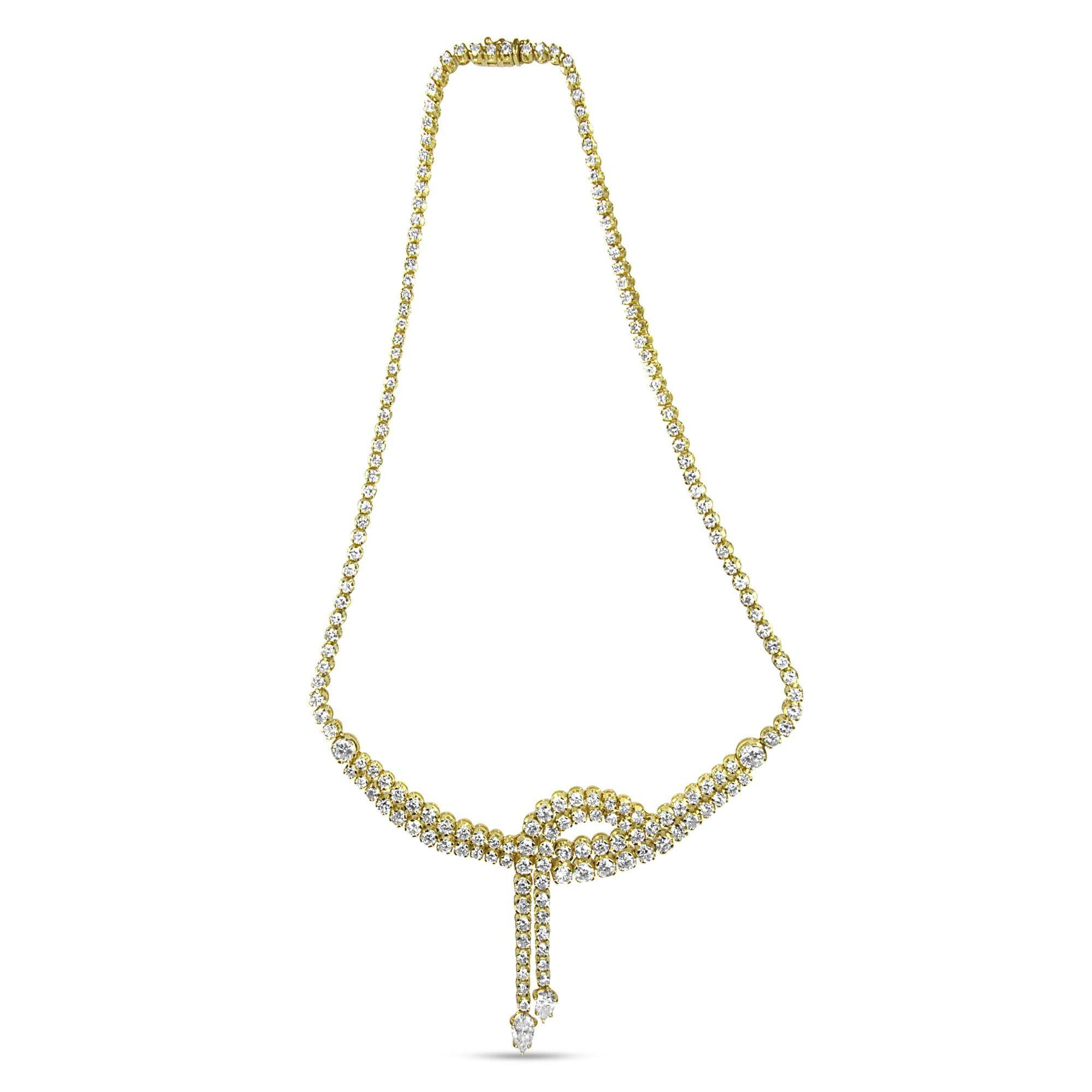 14k Yellow Gold 17.0 Cttw Diamond Double Row Lariat 18