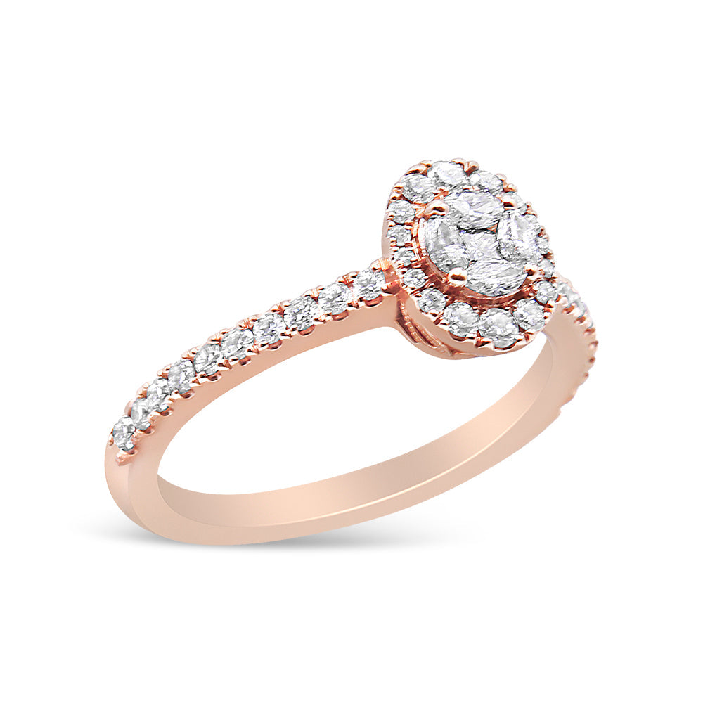 18K Rose Gold 1/2 Cttw Composite Marquise Composite Diamond Oval