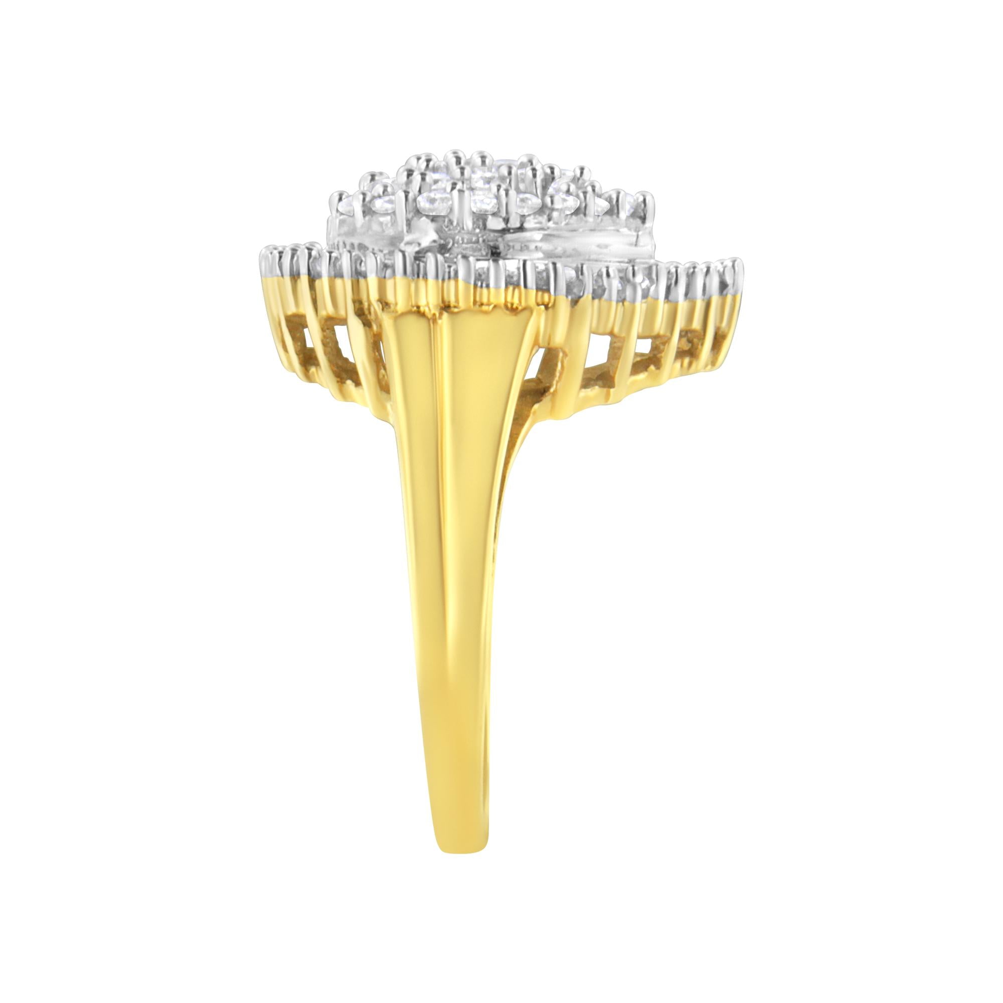 10K Yellow Gold 1.0 Cttw Round and Baguette Cut Diamond Oval Shaped