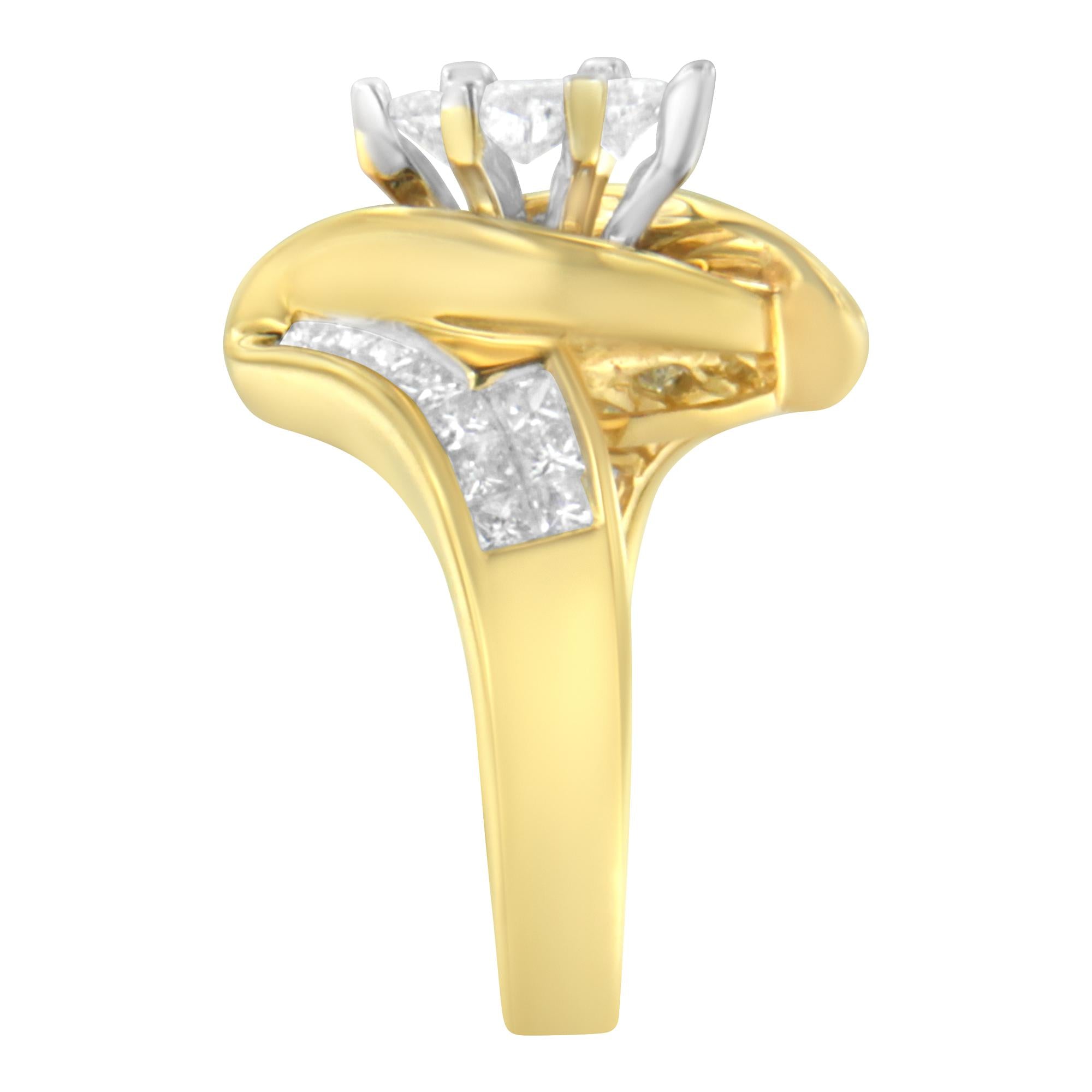 14K Yellow Gold Princess, Baguette, and Pie cut Diamond Marquise