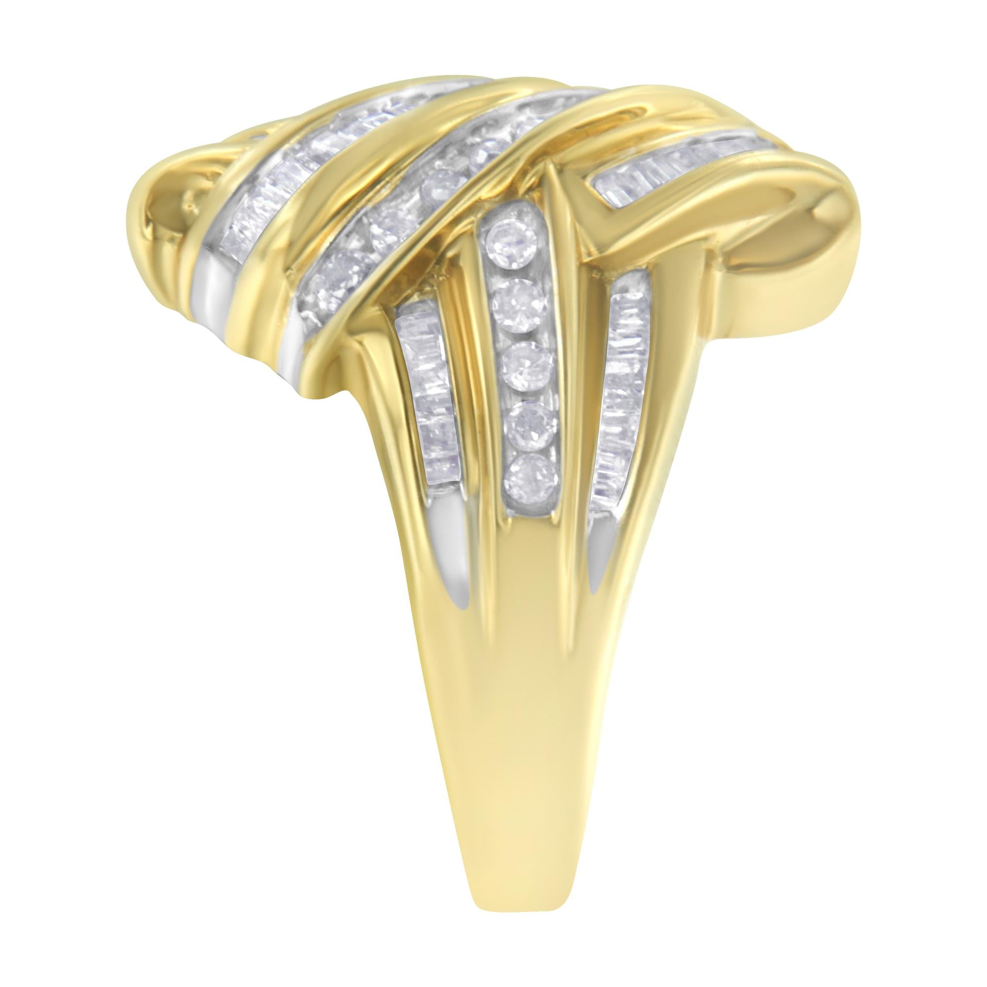 10K Yellow Gold Diamond Bypass Ring (1.0 cttw, H-I Color, I2-I3