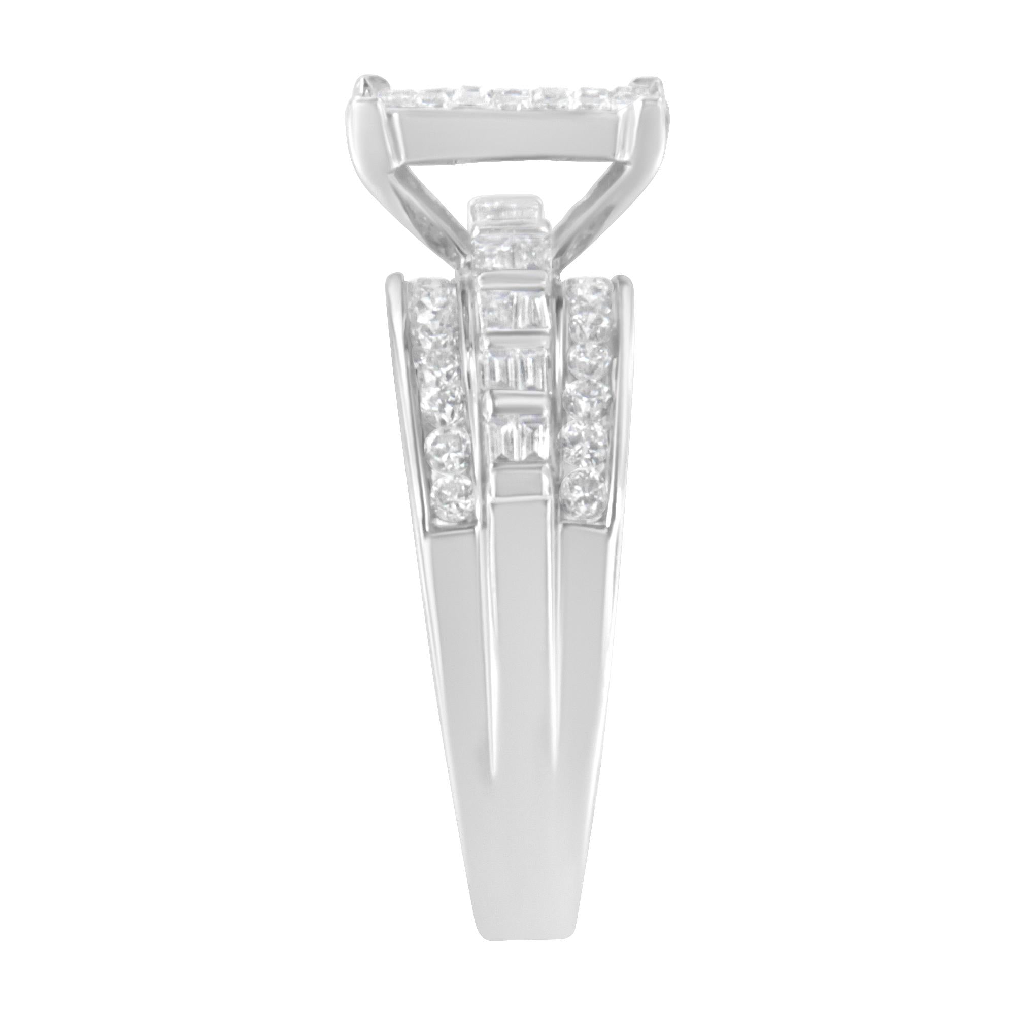 14K White Gold 1.0 Cttw Mixed-Cut Diamond Rectangle Invisible-Set