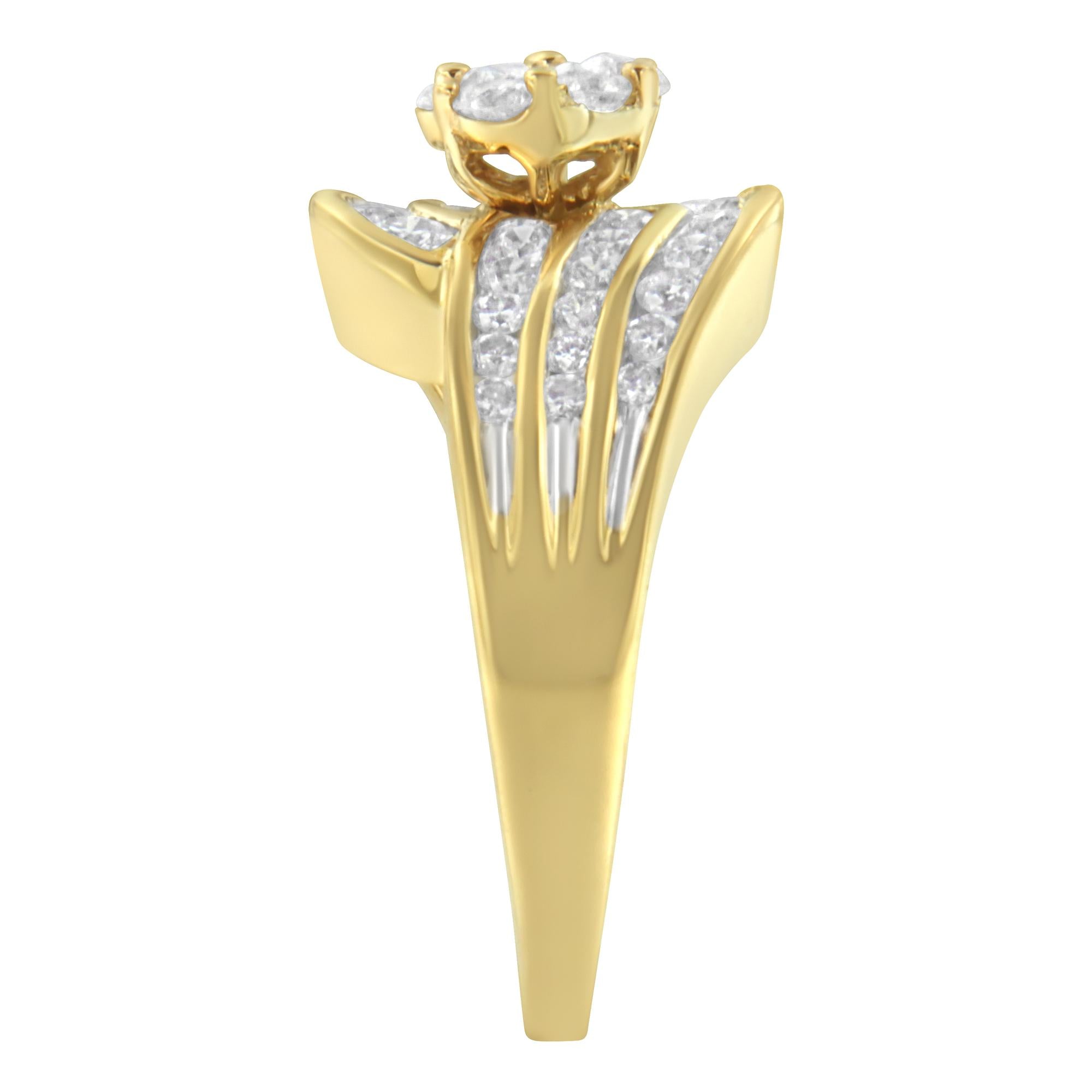 14K Yellow Gold Diamond Cocktail Bypass Ring (1 1/2 Cttw, H-I Color,