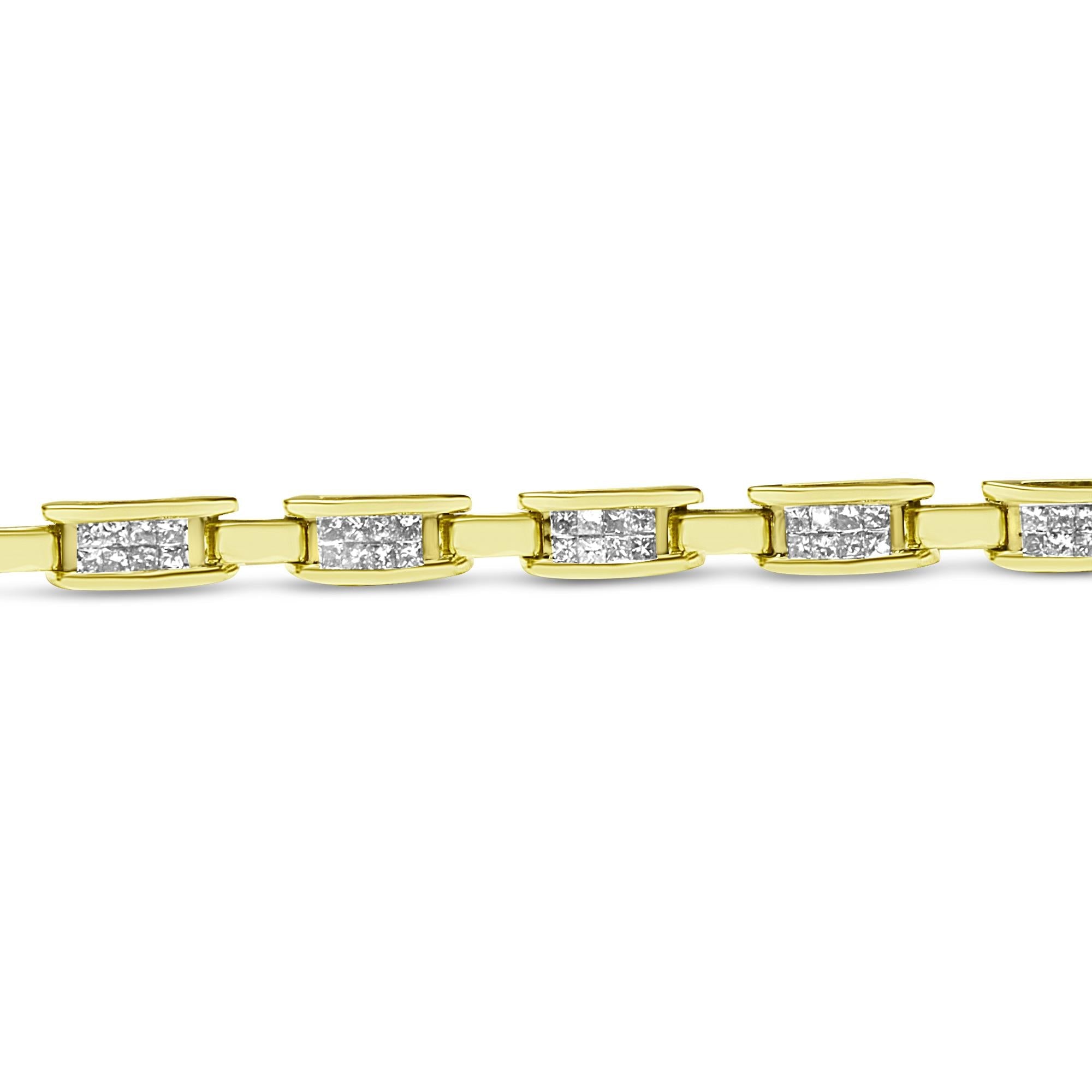 10K Yellow Gold 2.0 Cttw Invisible-Set Princess Cut Diamond