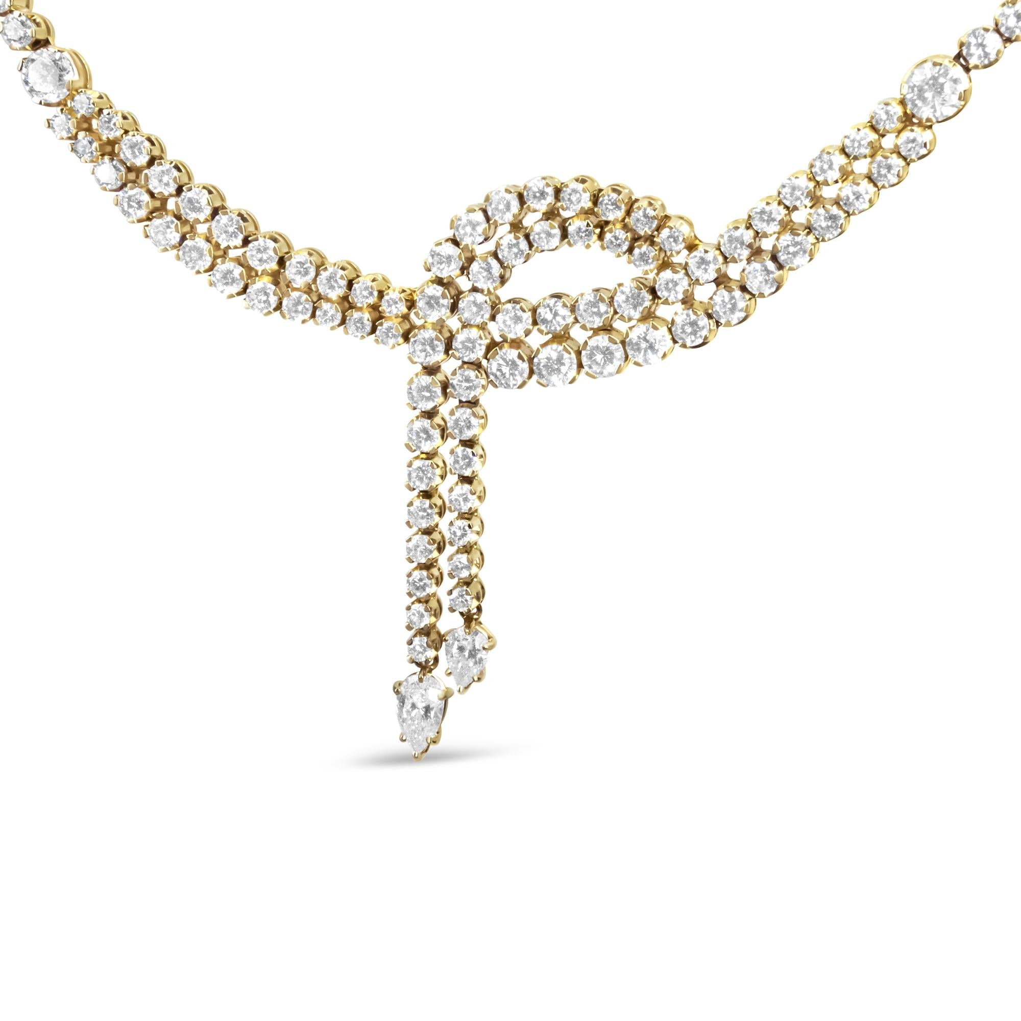 14k Yellow Gold 17.0 Cttw Diamond Double Row Lariat 18