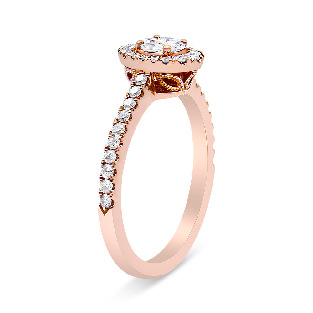 18K Rose Gold 1/2 Cttw Composite Marquise Composite Diamond Oval