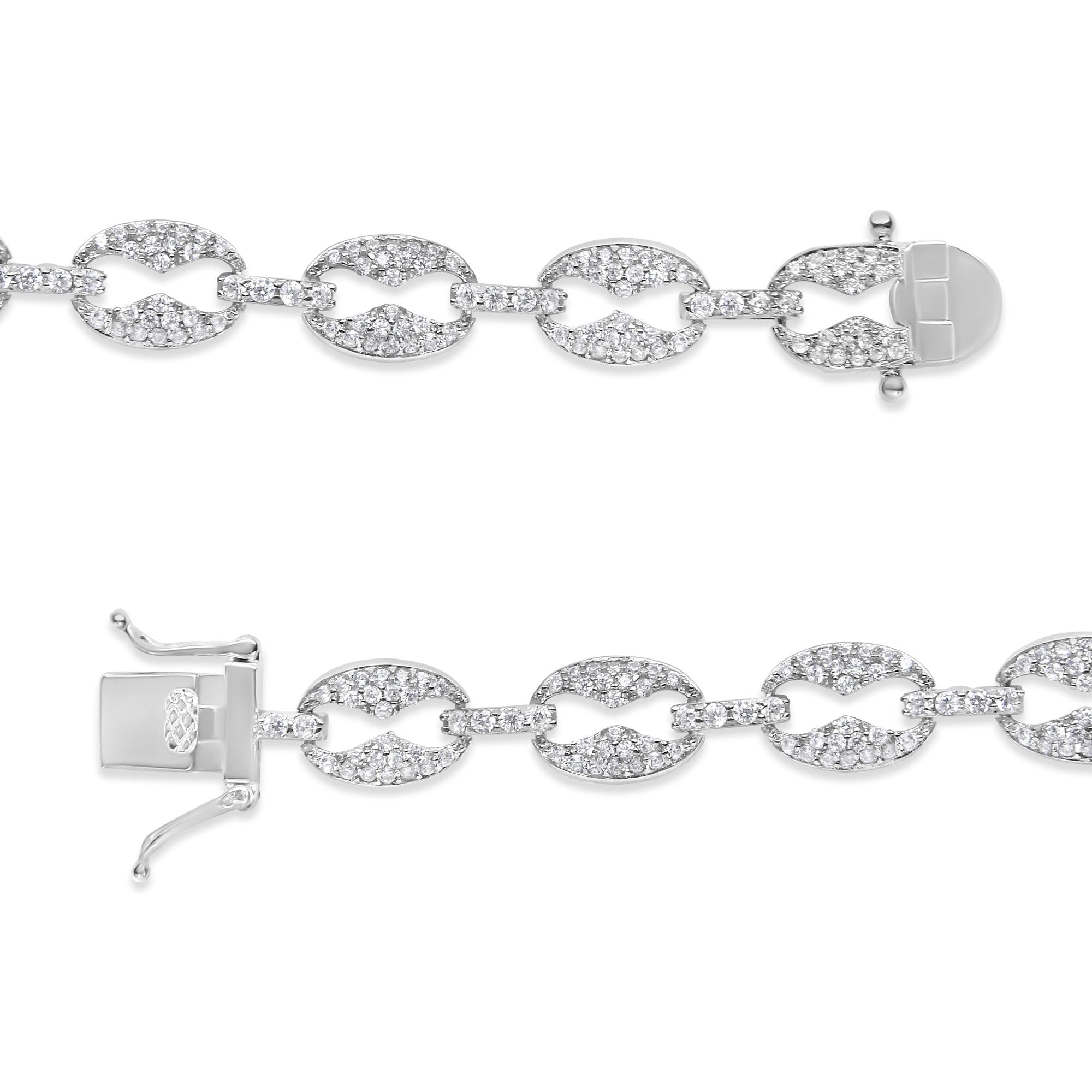 14K White Gold 1 1/2 Cttw Round Diamond Set Link Bracelet (I-J Color,