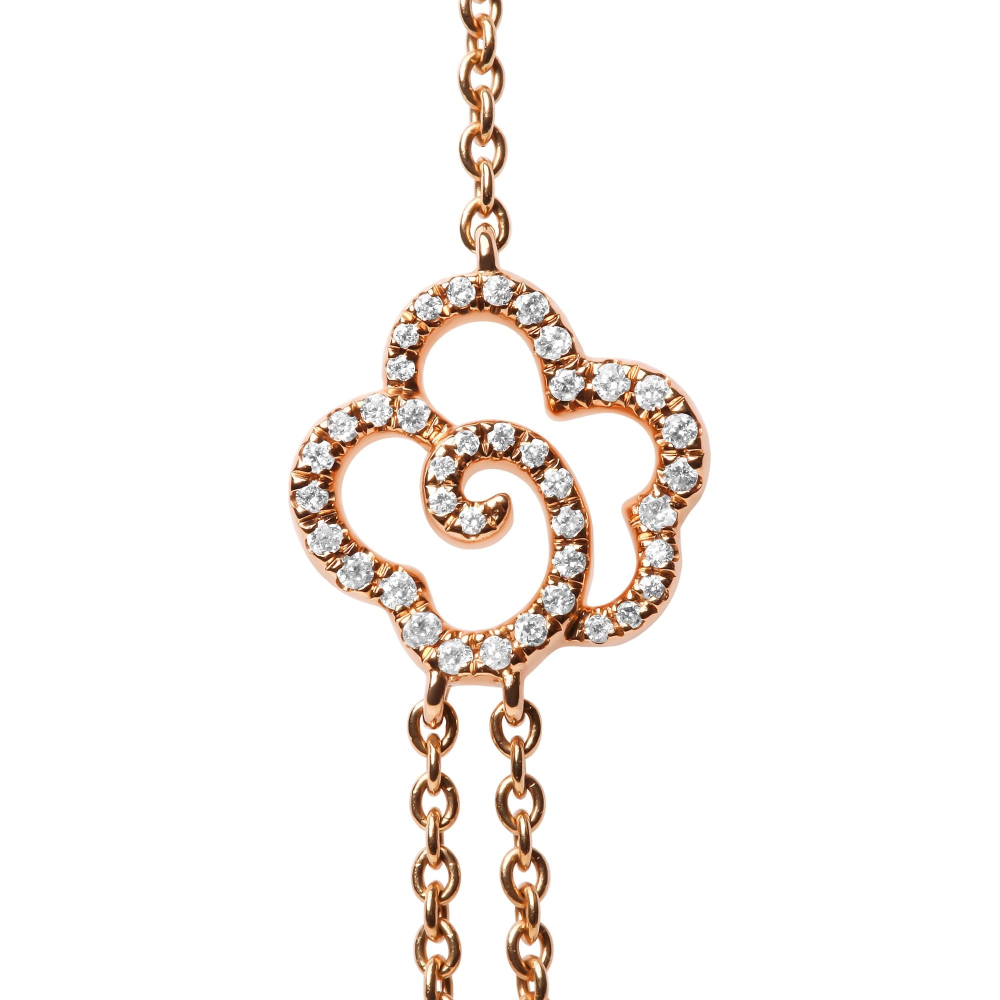 18K Rose Gold 1/2 Cttw Diamond and Freshwater Pearl Double Strand