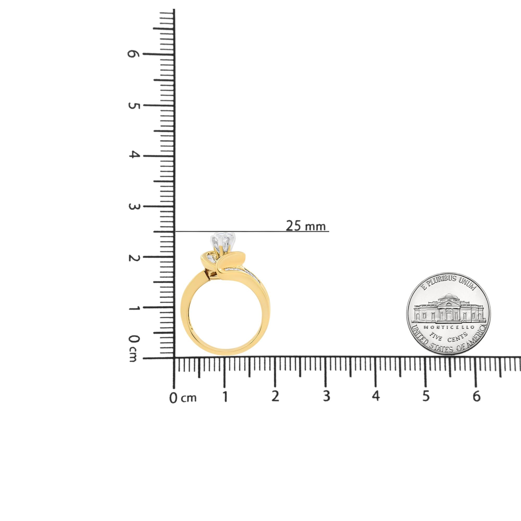 14K Yellow Gold Princess, Baguette, and Pie cut Diamond Marquise