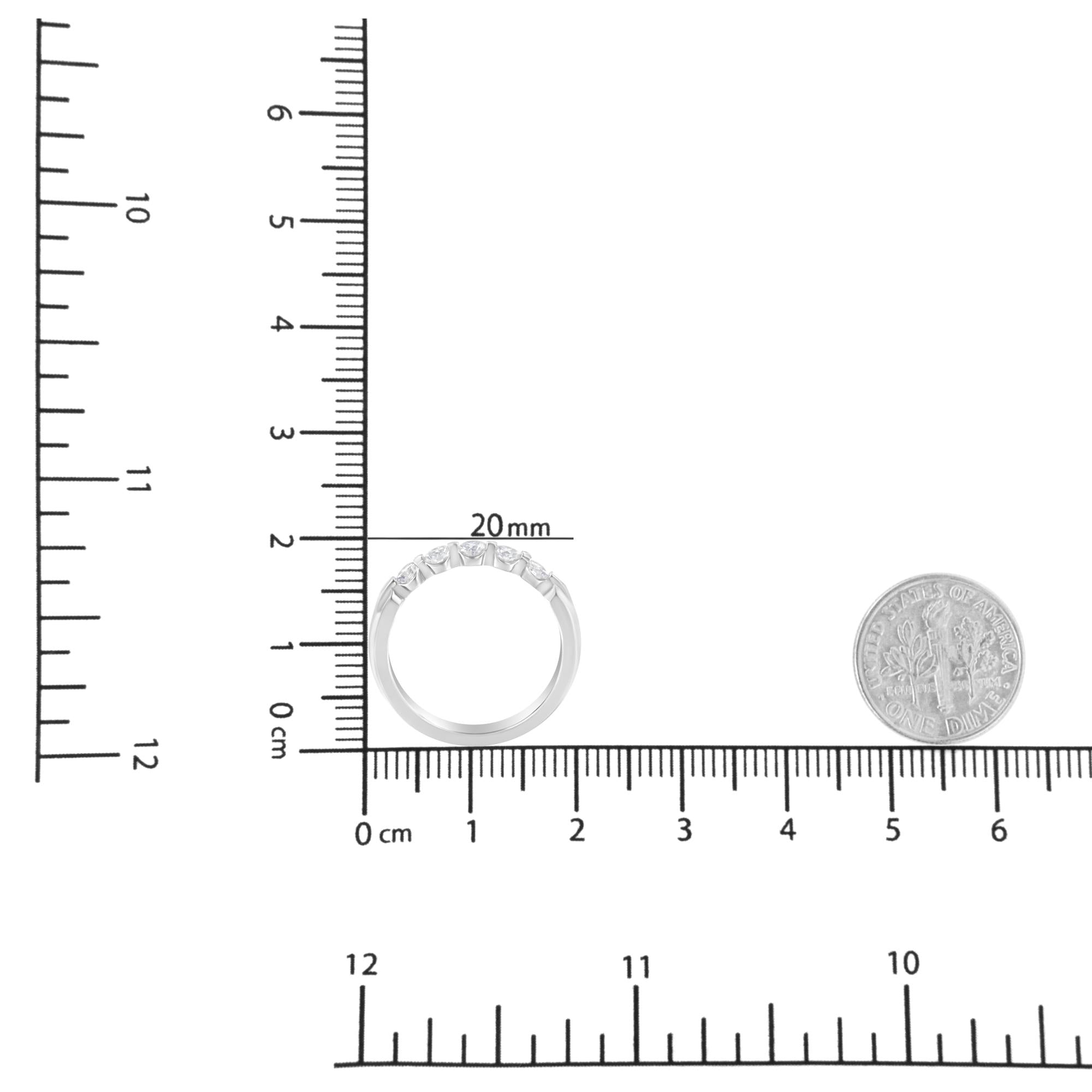 14K White Gold 1/2 cttw Diamond 5-Stone Band Ring (H-I Clarity, SI2-I1