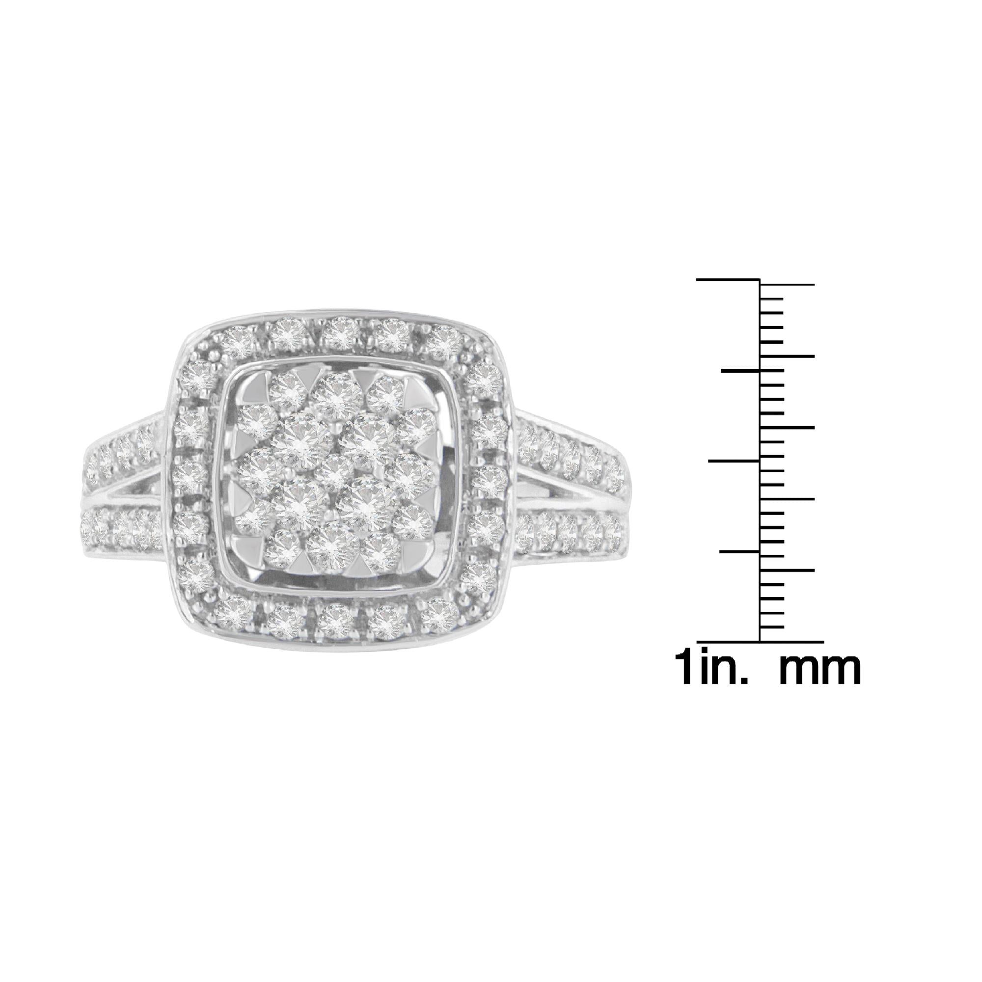 10K White Gold Diamond Cluster Ring (1 Cttw, H-I Color, SI2-I1