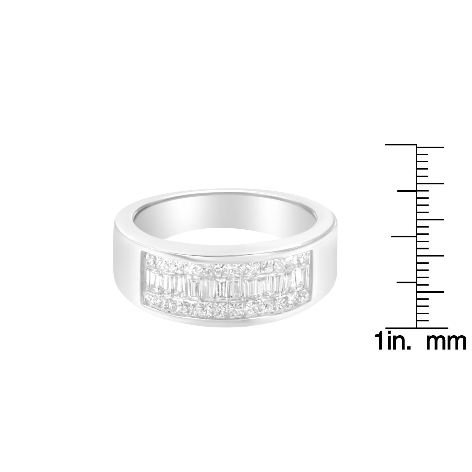 14K White Gold Princess and Baguette-cut Diamond Ring (1.0 Cttw, H-I